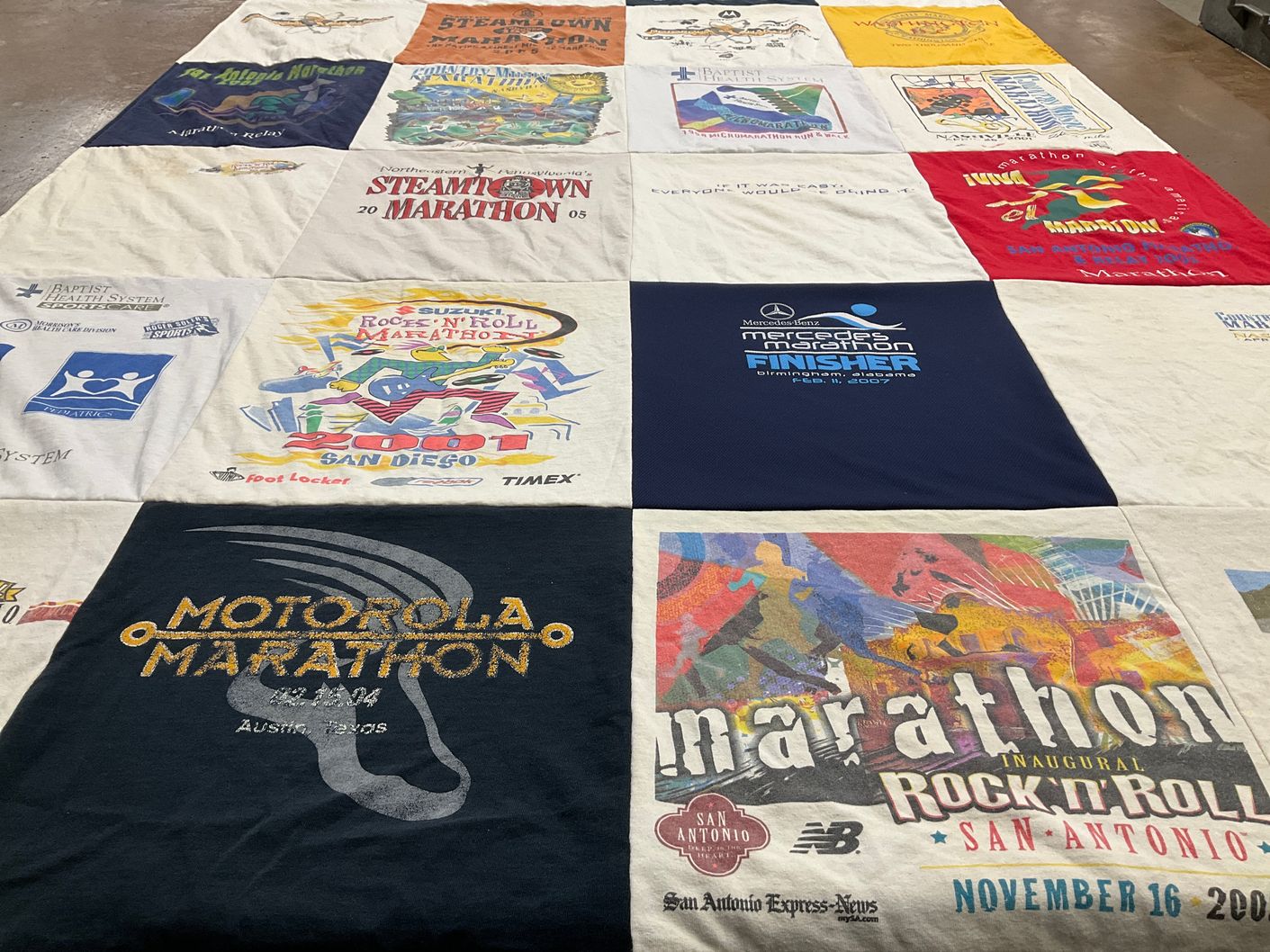T-shirt quilt with running, marathons themes by James from TX