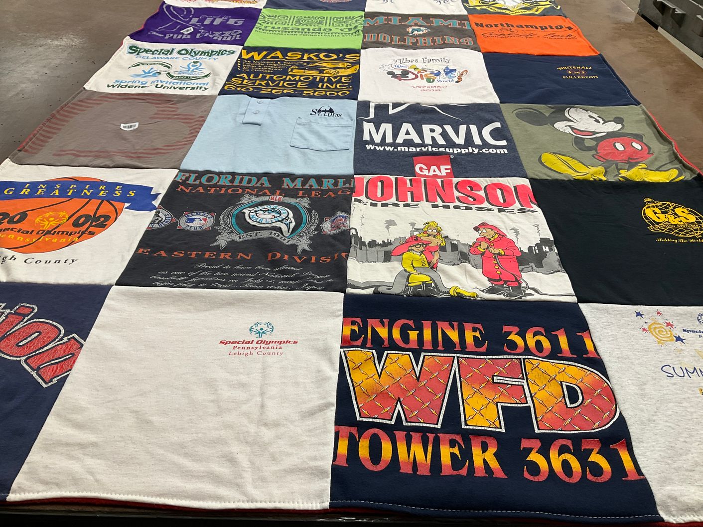 T-shirt quilt featuring florida marlins, miami dolphins by Deborah from PA