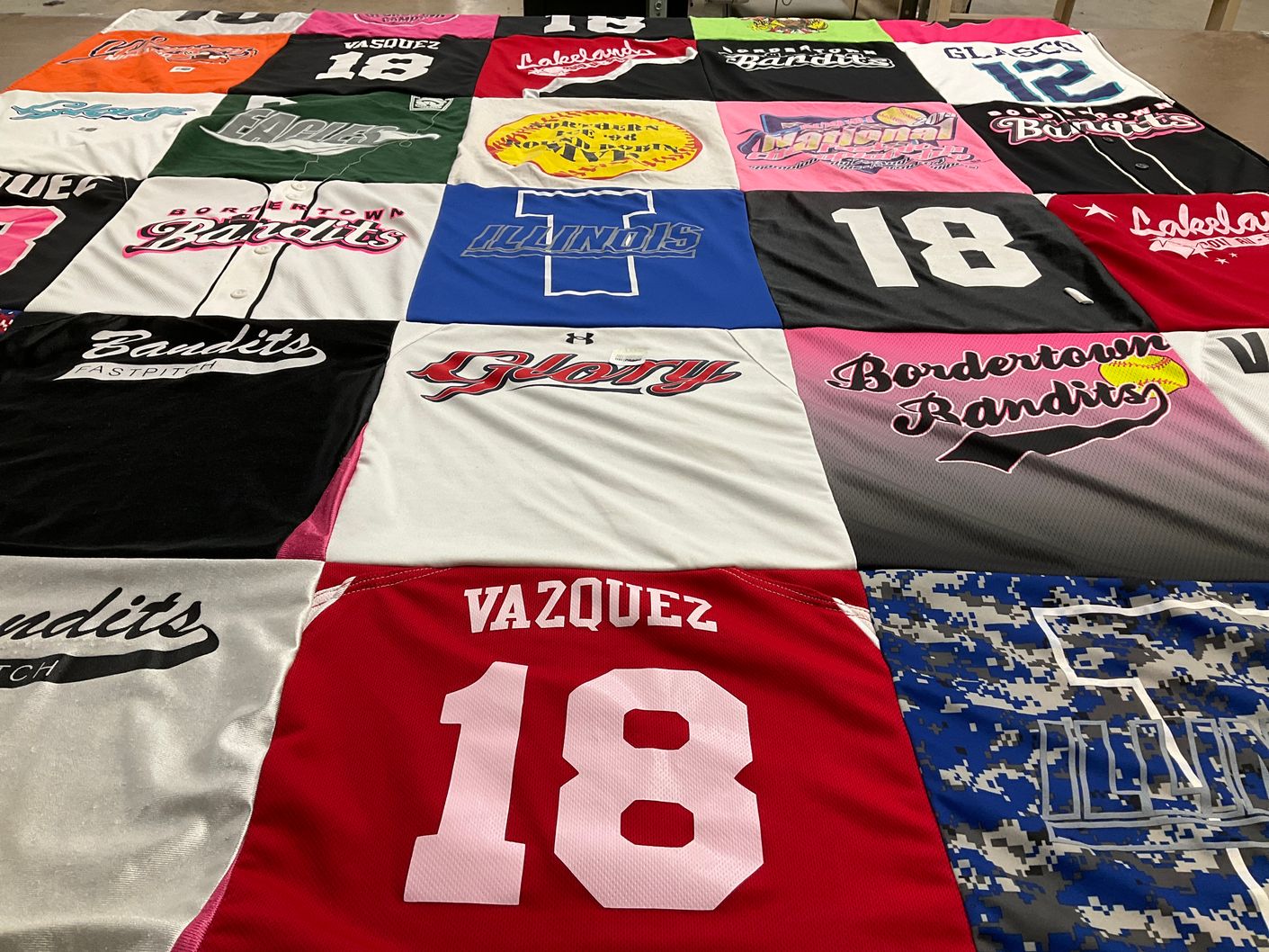 T-shirt quilt featuring bordertown bandits by Tracey from WI