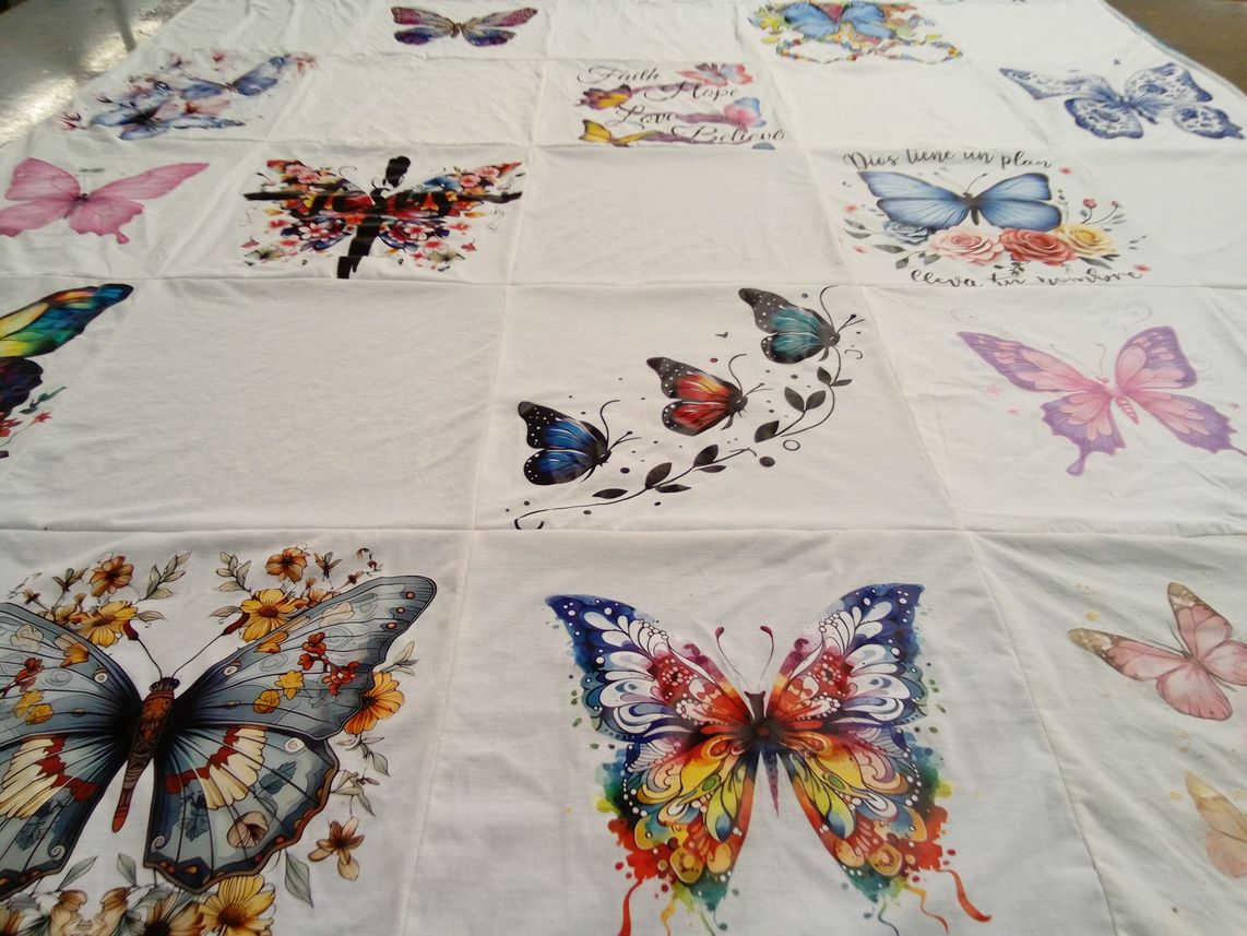 T-shirt quilt with nature, art themes by CHERYL from GA