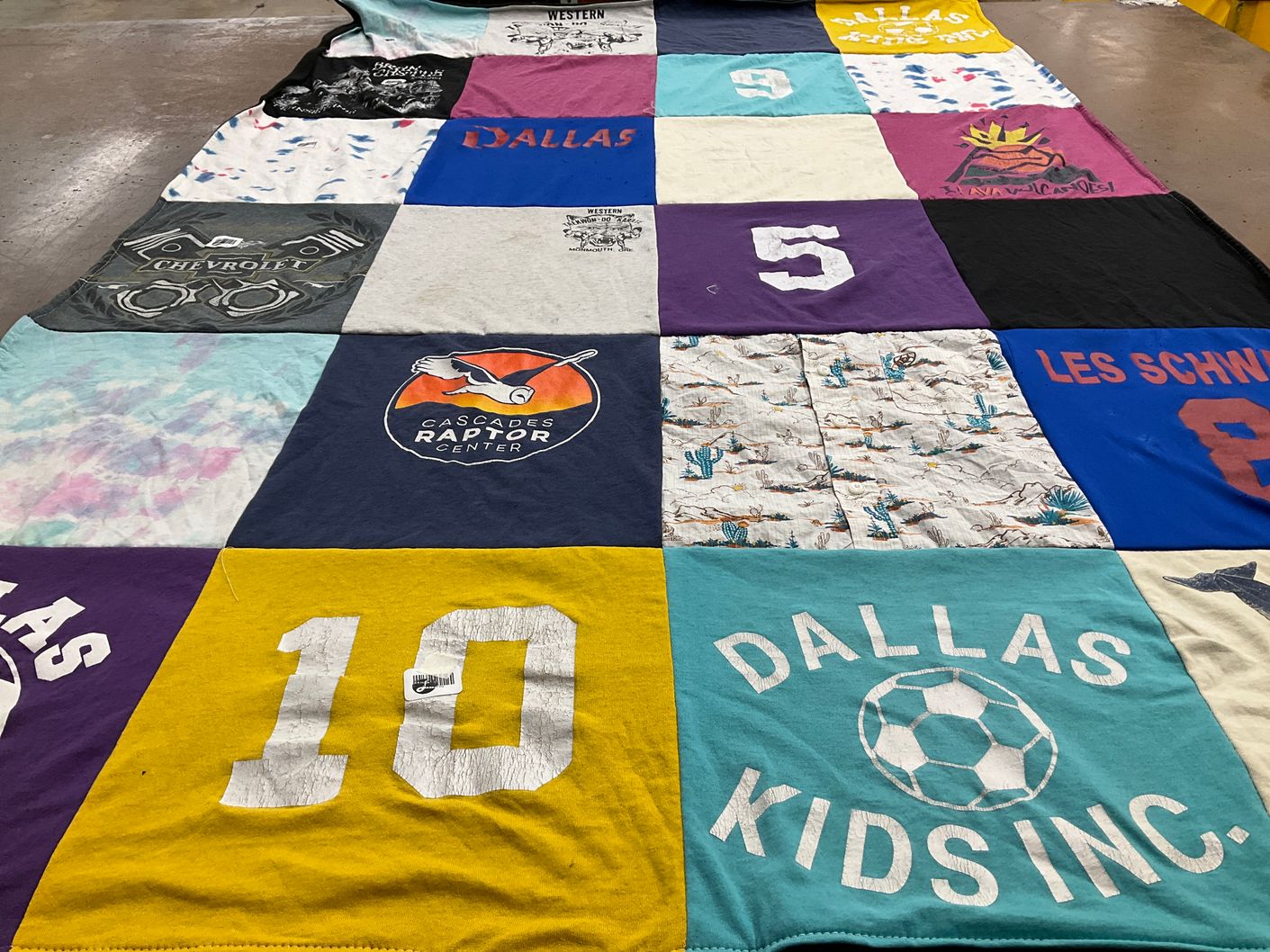 T-shirt quilt with sports, soccer themes by Ashton from NC