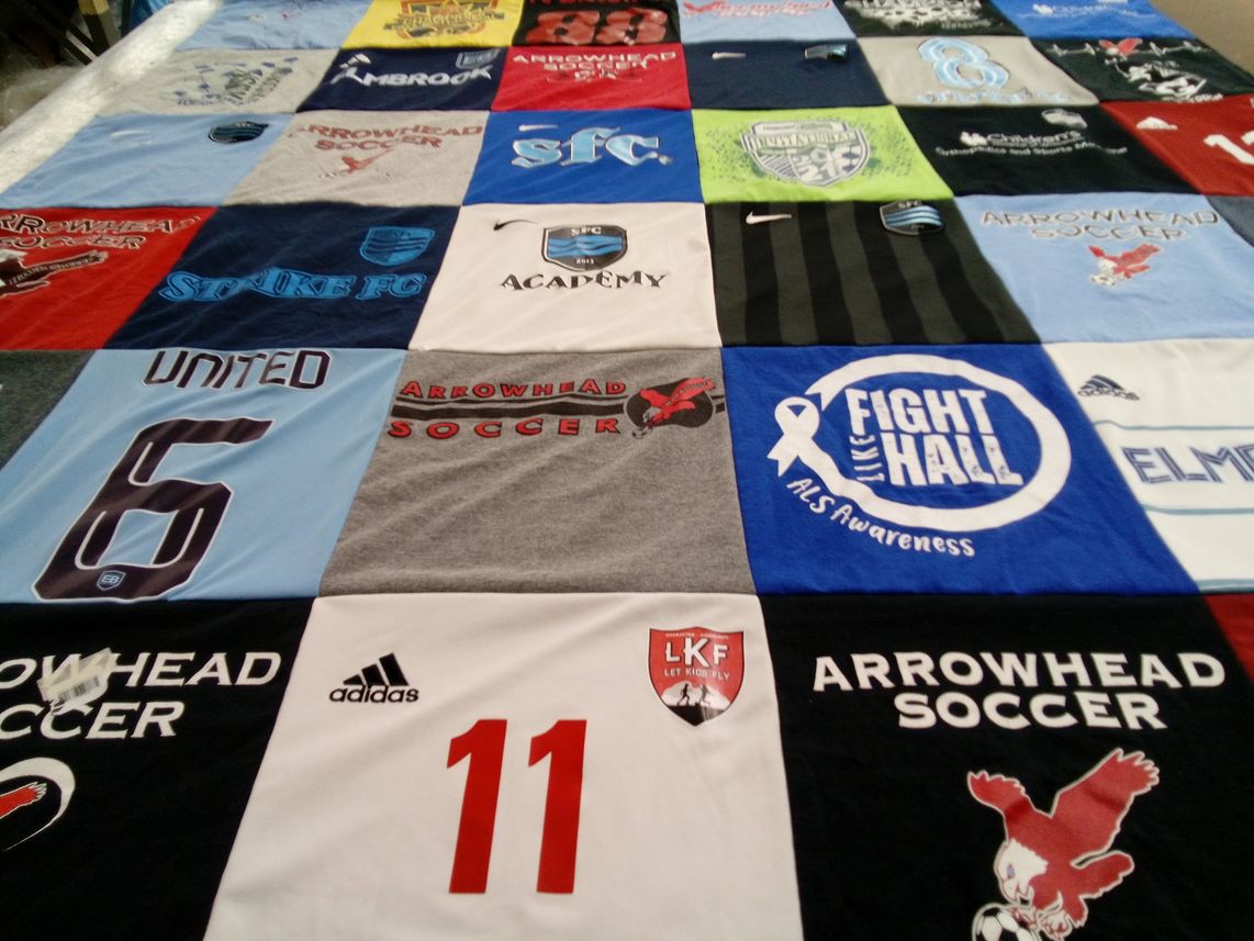 T-shirt quilt featuring arrowhead soccer club by Jen from WI