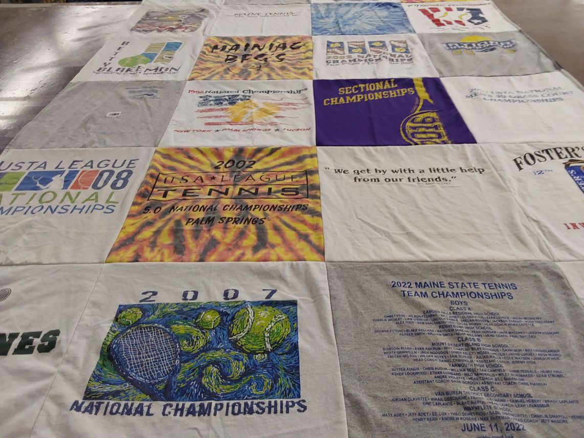 T-shirt quilt featuring maine state tennis team by Paul from ME