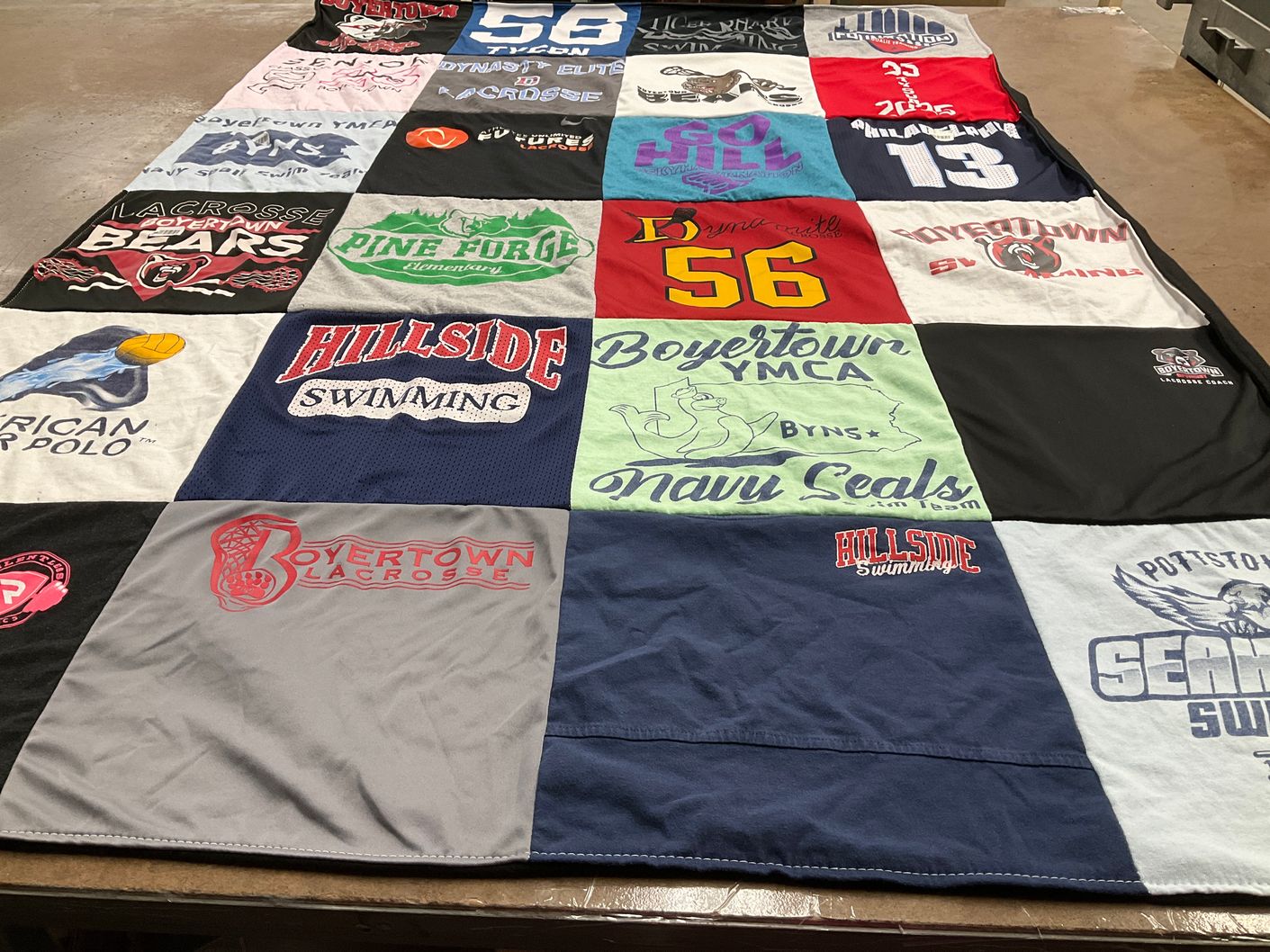 T-shirt quilt featuring boyertown bears lacrosse, boyertown navy seals by Jaime from PA