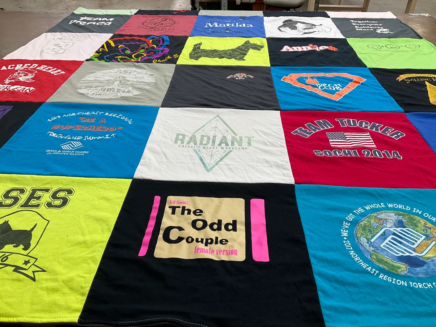 T-shirt quilt featuring team tucker by Lisa from CT