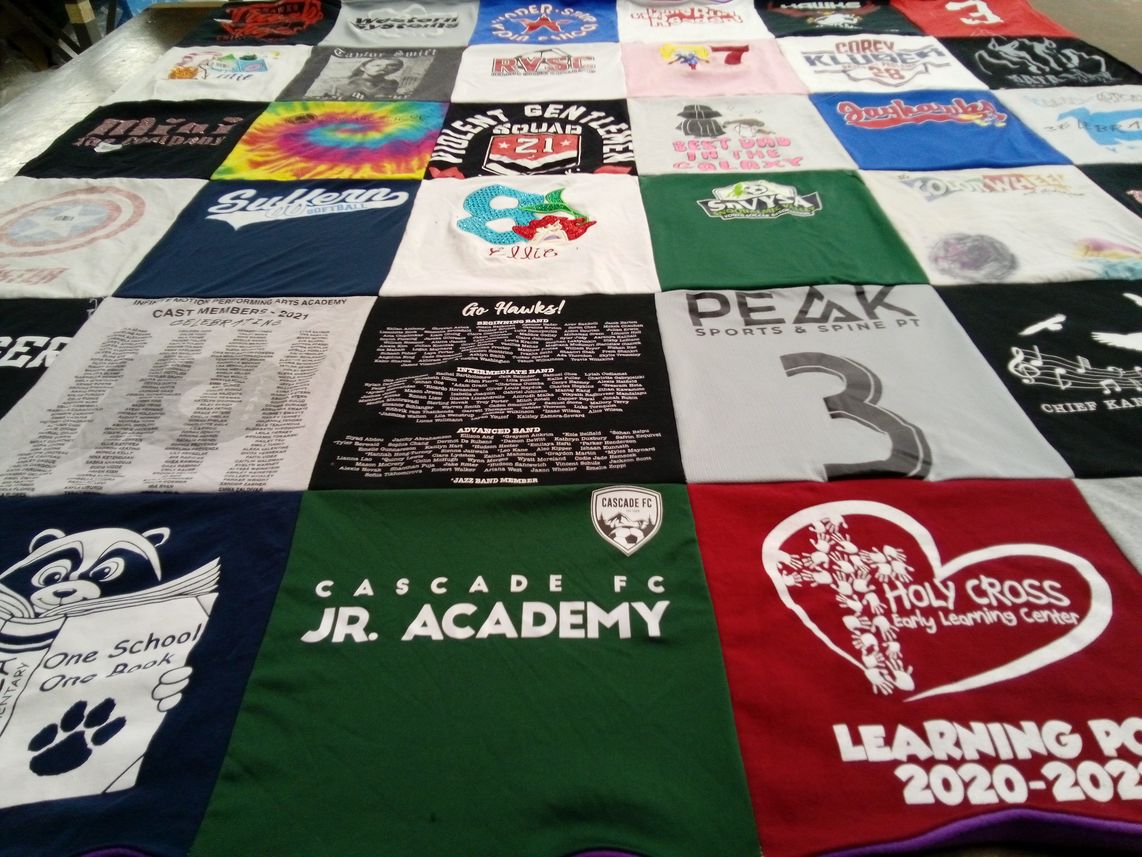 T-shirt quilt from cascade junior academy by Sara from WA