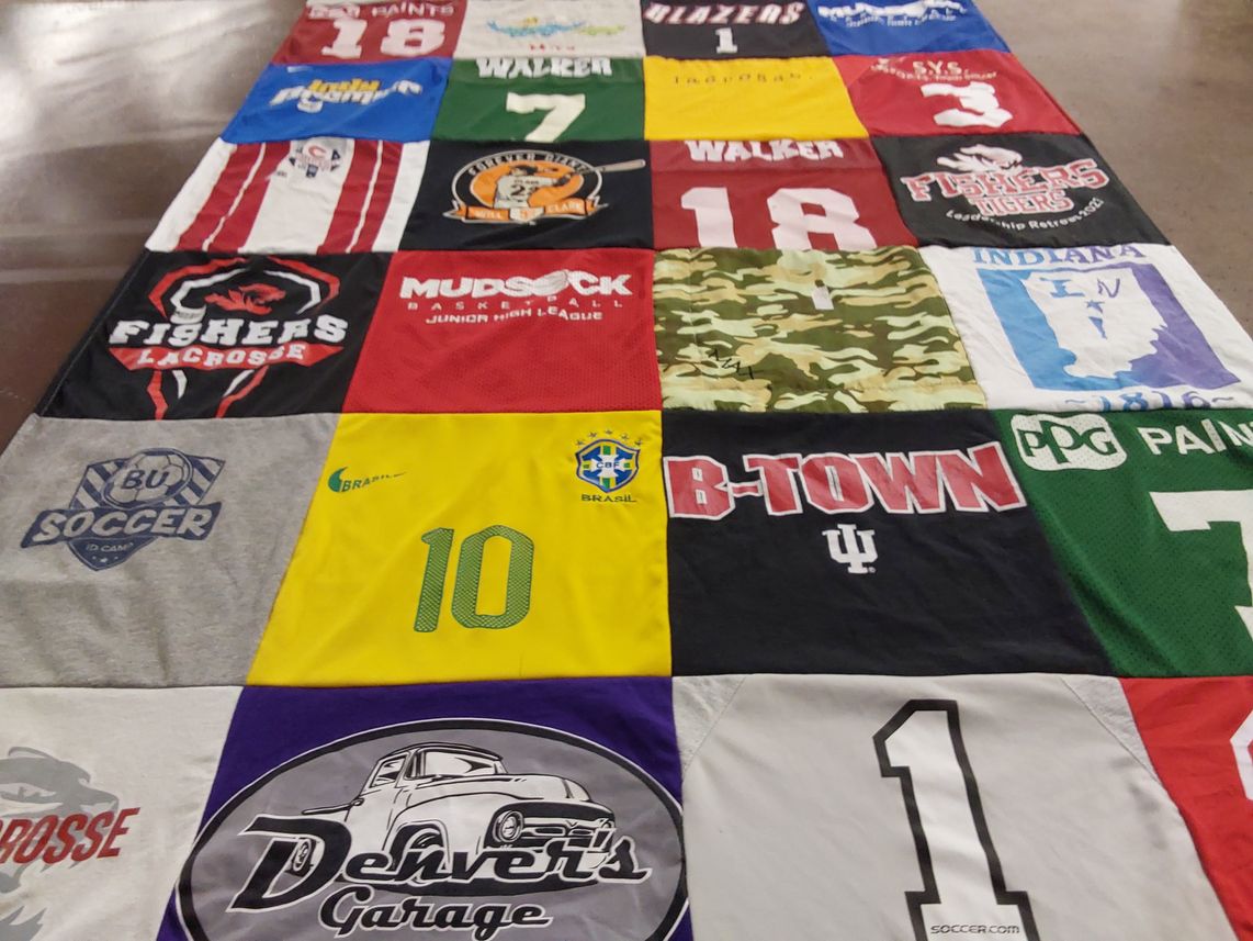 T-shirt quilt featuring blazers by Katy from IN