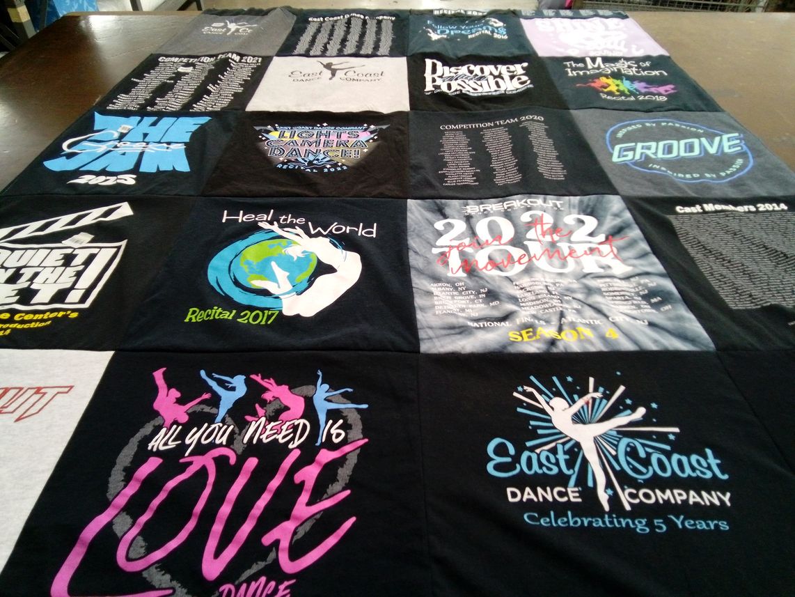 T-shirt quilt with dance themes by Kimberly from NJ