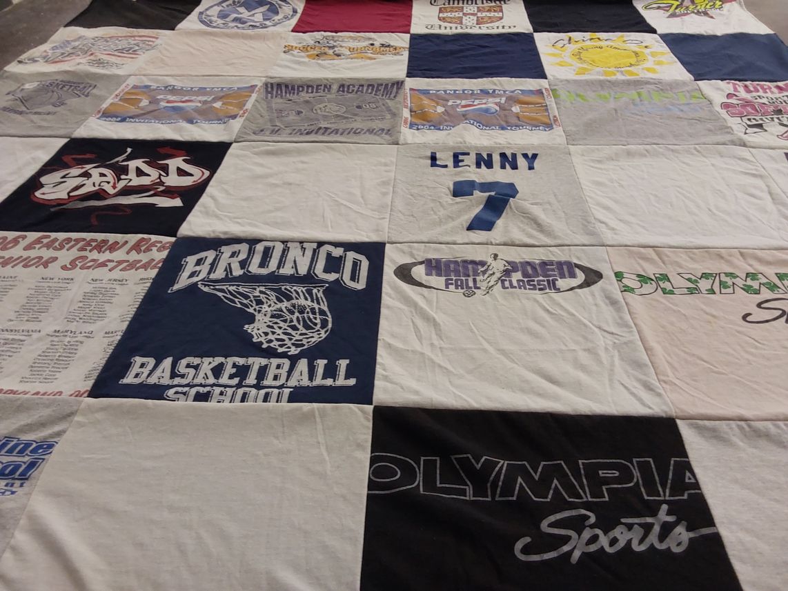 T-shirt quilt featuring bronco basketball school by Cameron from ME
