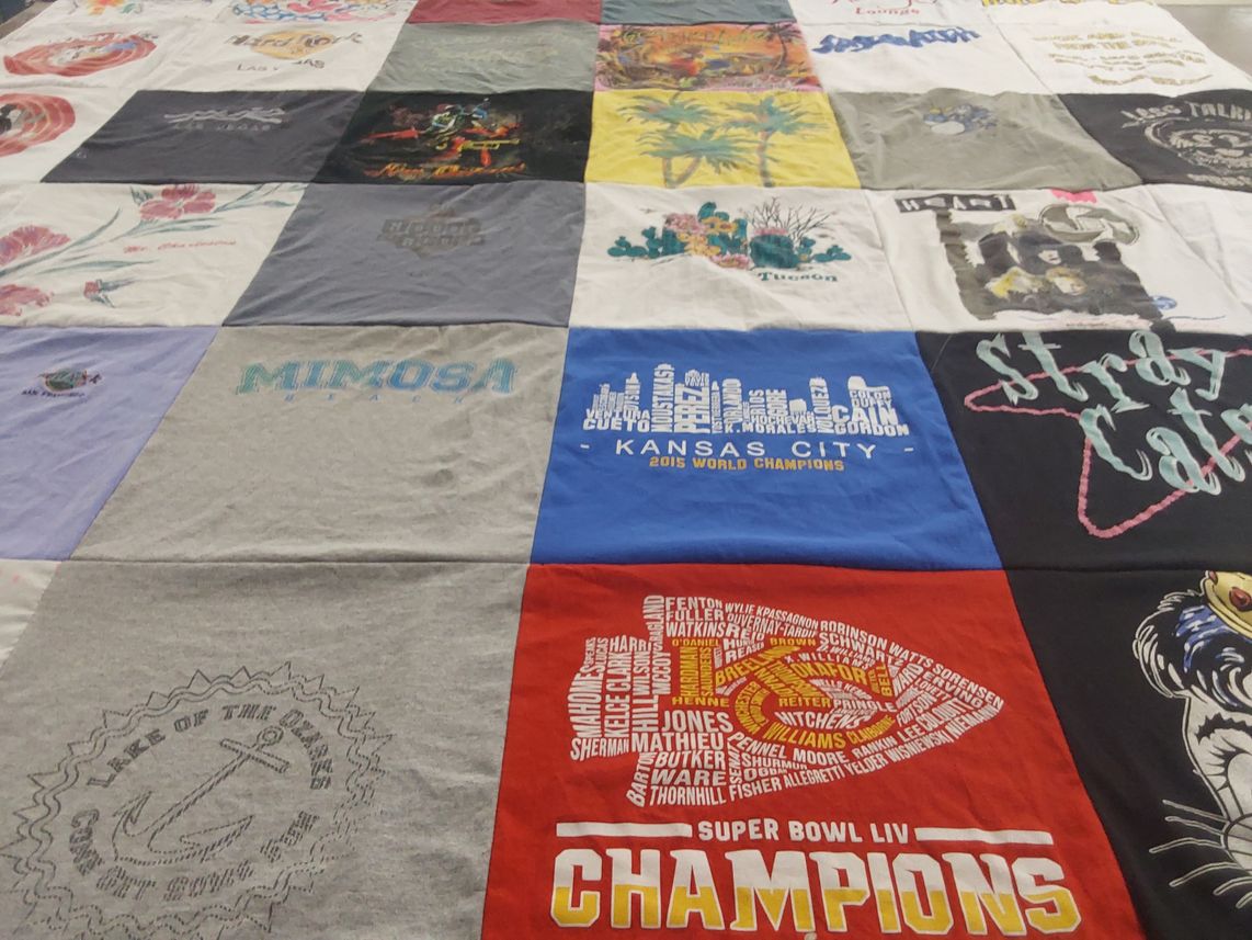 T-shirt quilt featuring kansas city chiefs by Roxanne from AZ