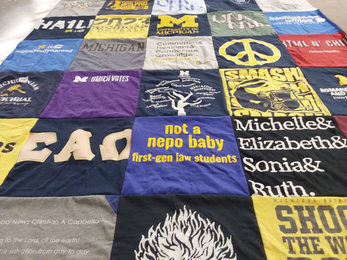 T-shirt quilt from university of michigan by Alana from IL