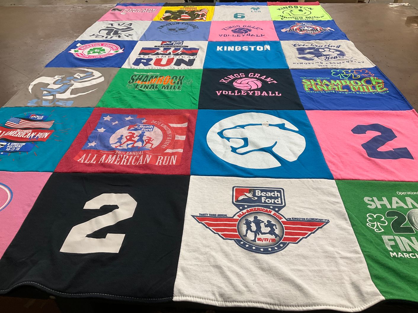 T-shirt quilt featuring kingston volleyball by Carolyn from VA