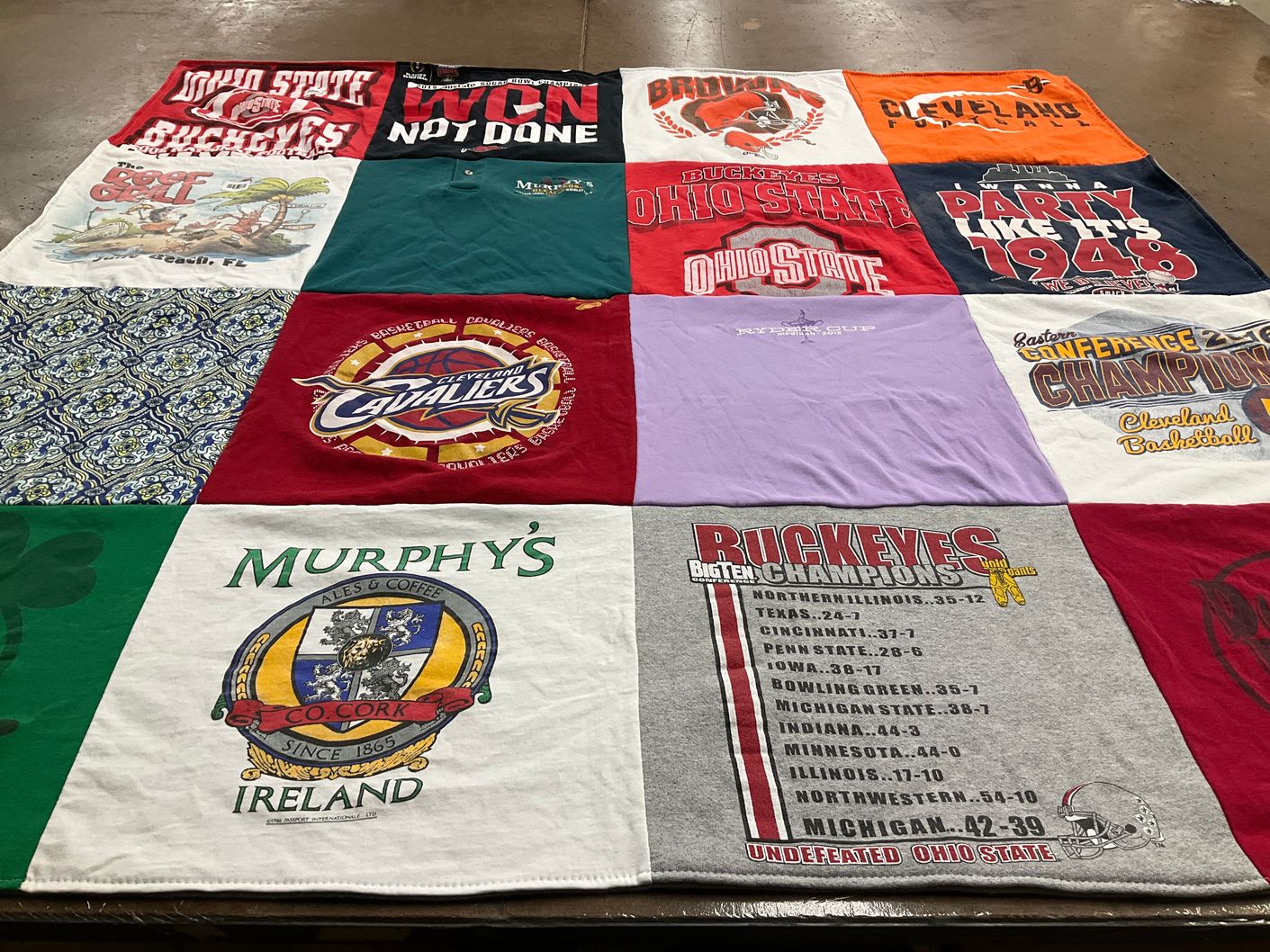 T-shirt quilt featuring ohio state university buckeyes, cleveland cavaliers by Patricia from OH