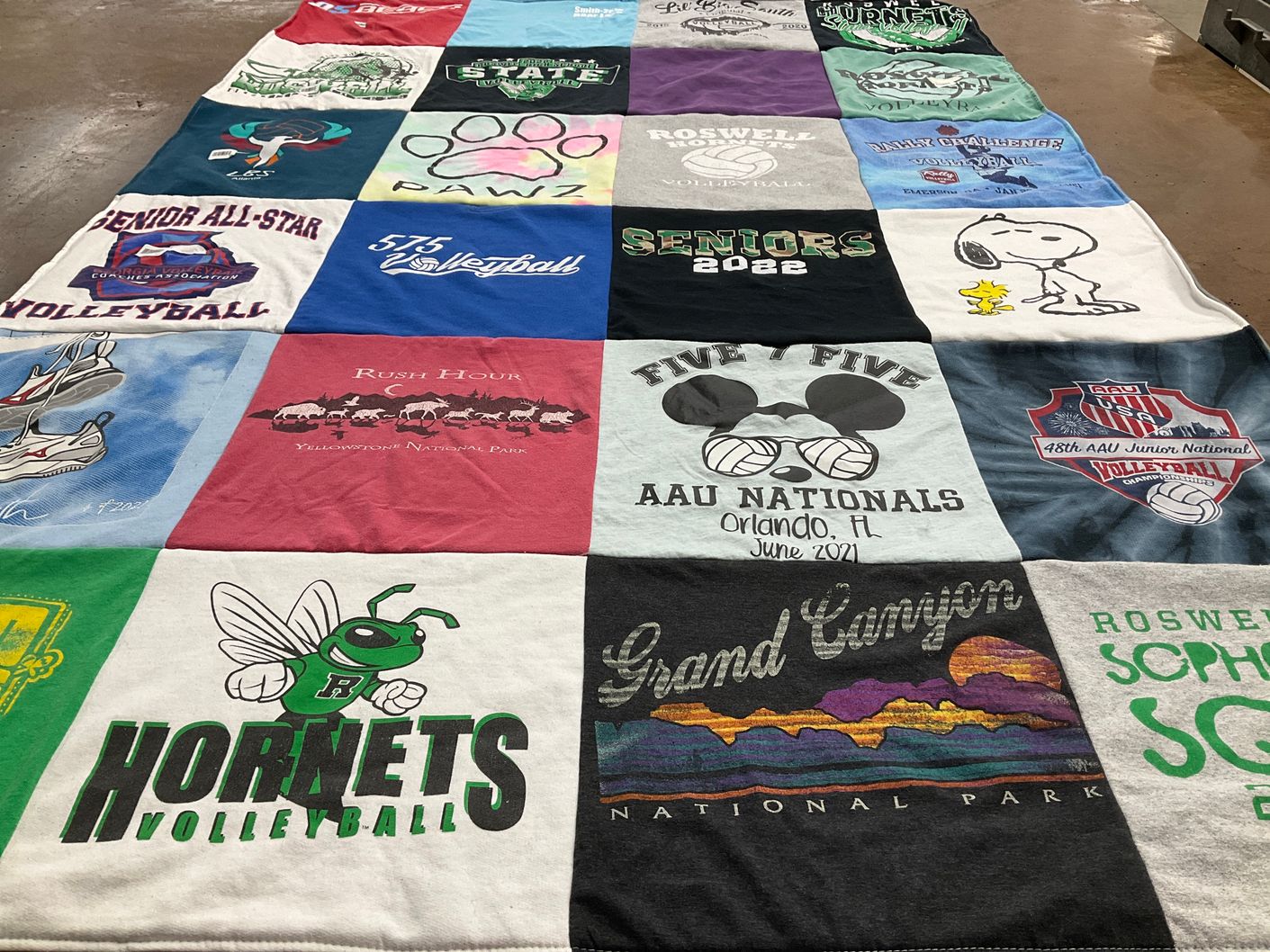 T-shirt quilt featuring hornets volleyball by Elizabeth from GA