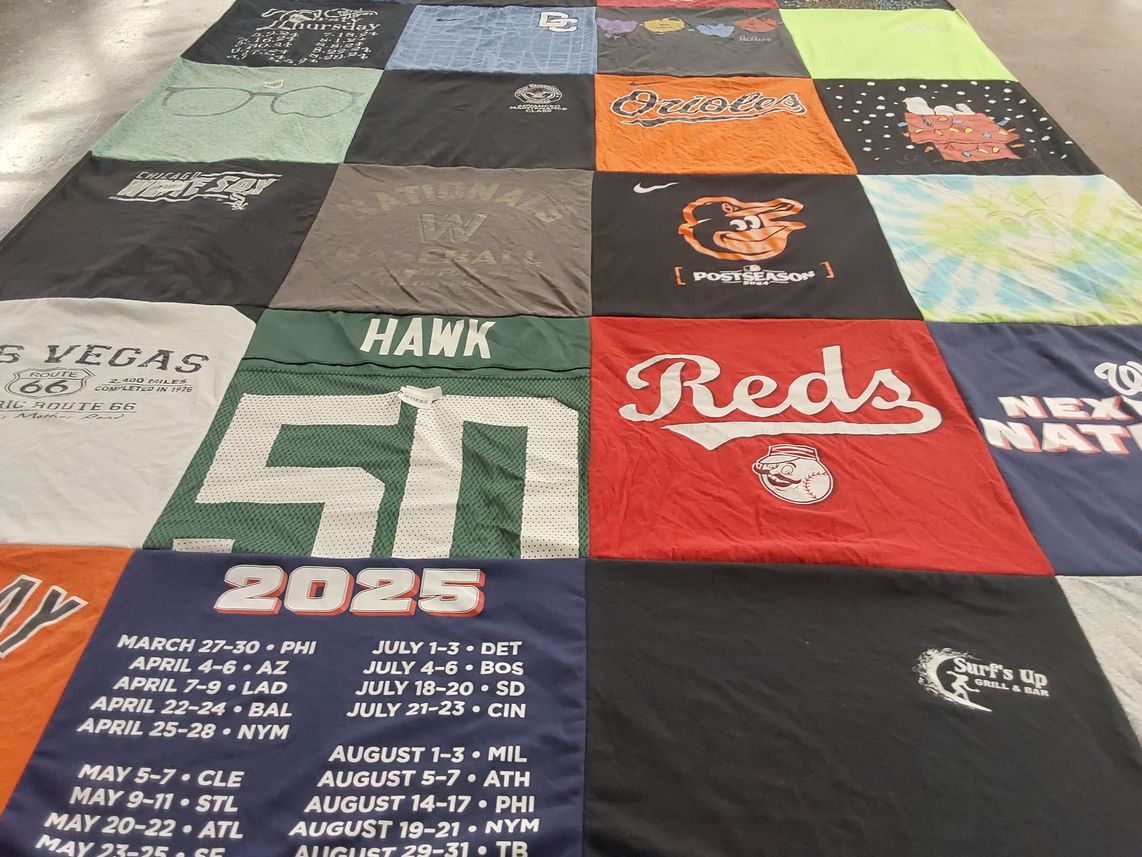 T-shirt quilt featuring cincinnati reds, washington nationals by Bernadette from MD