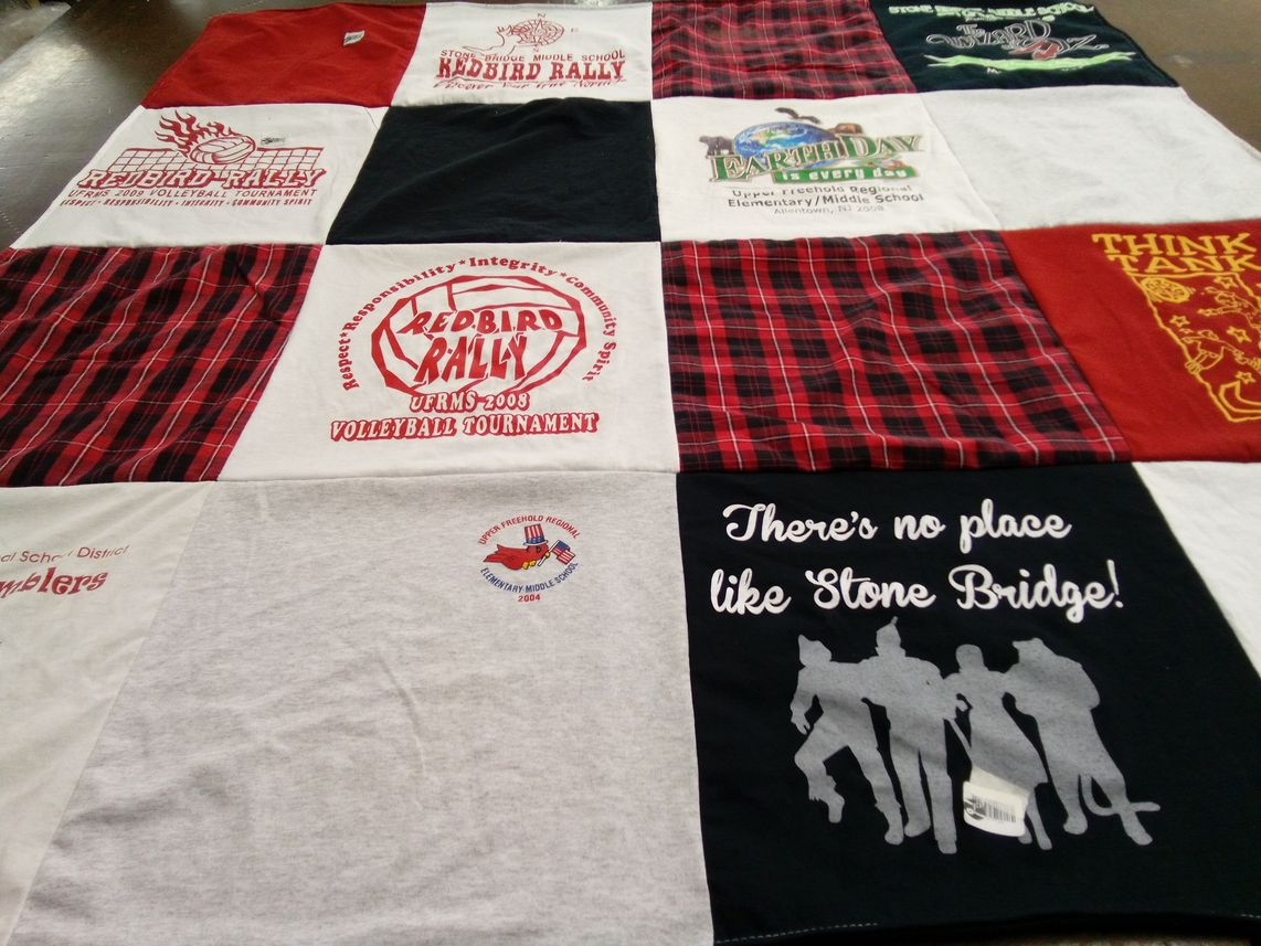 T-shirt quilt from upper freehold regional elementary school, upper freehold regional middle school by Linda from NJ