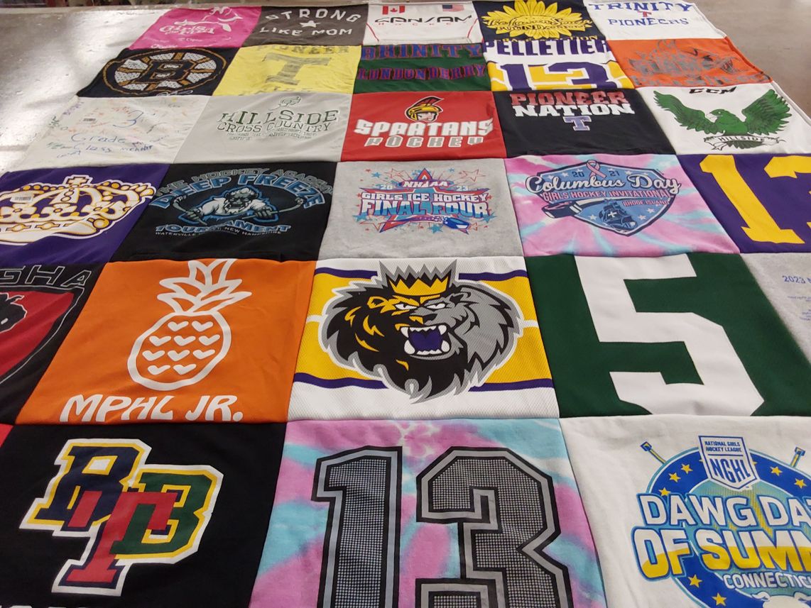 T-shirt quilt featuring pioneers, hillside cross country by Kristine from NH