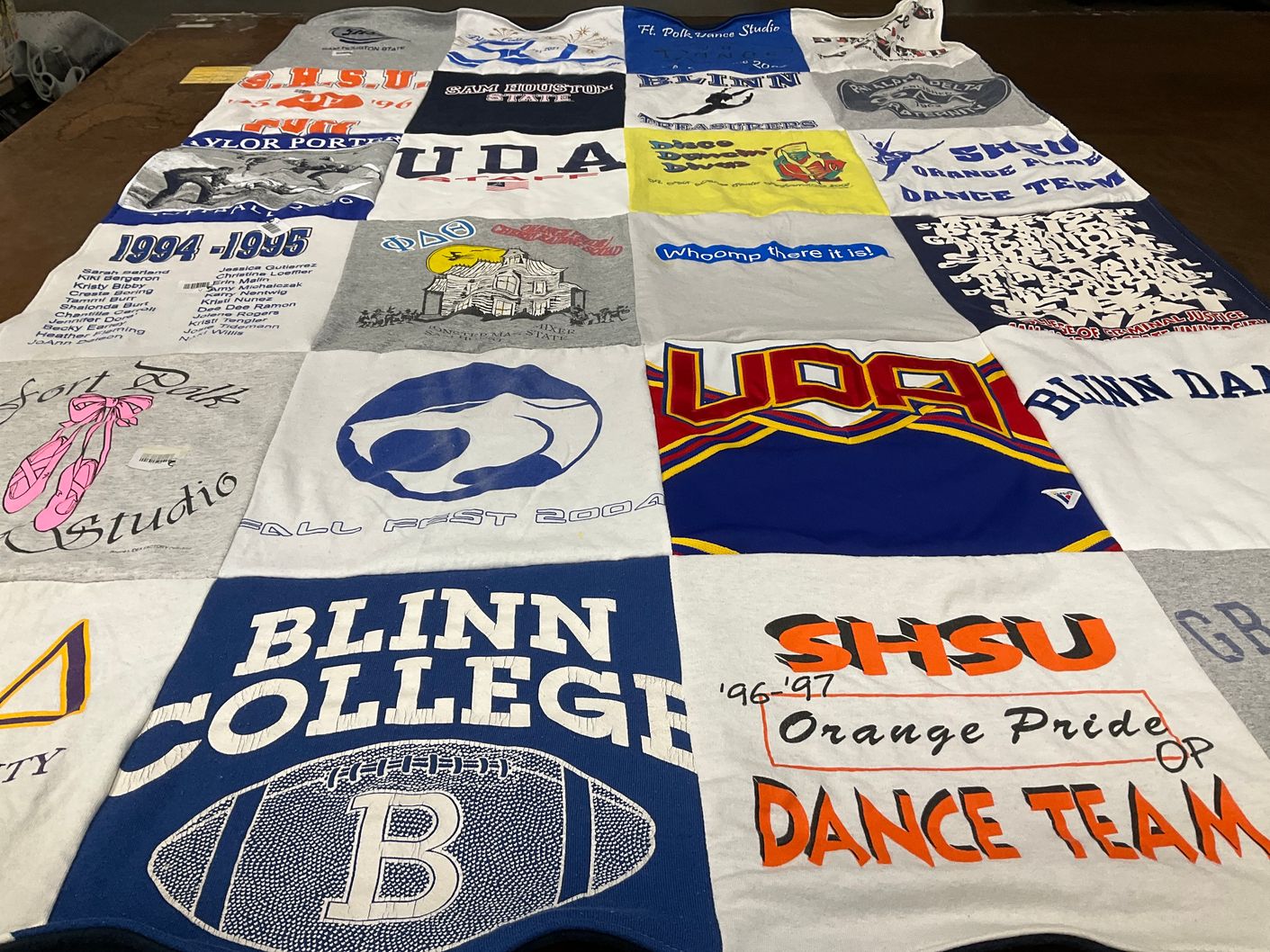 T-shirt quilt from sam houston state university, blinn college by Kari from LA