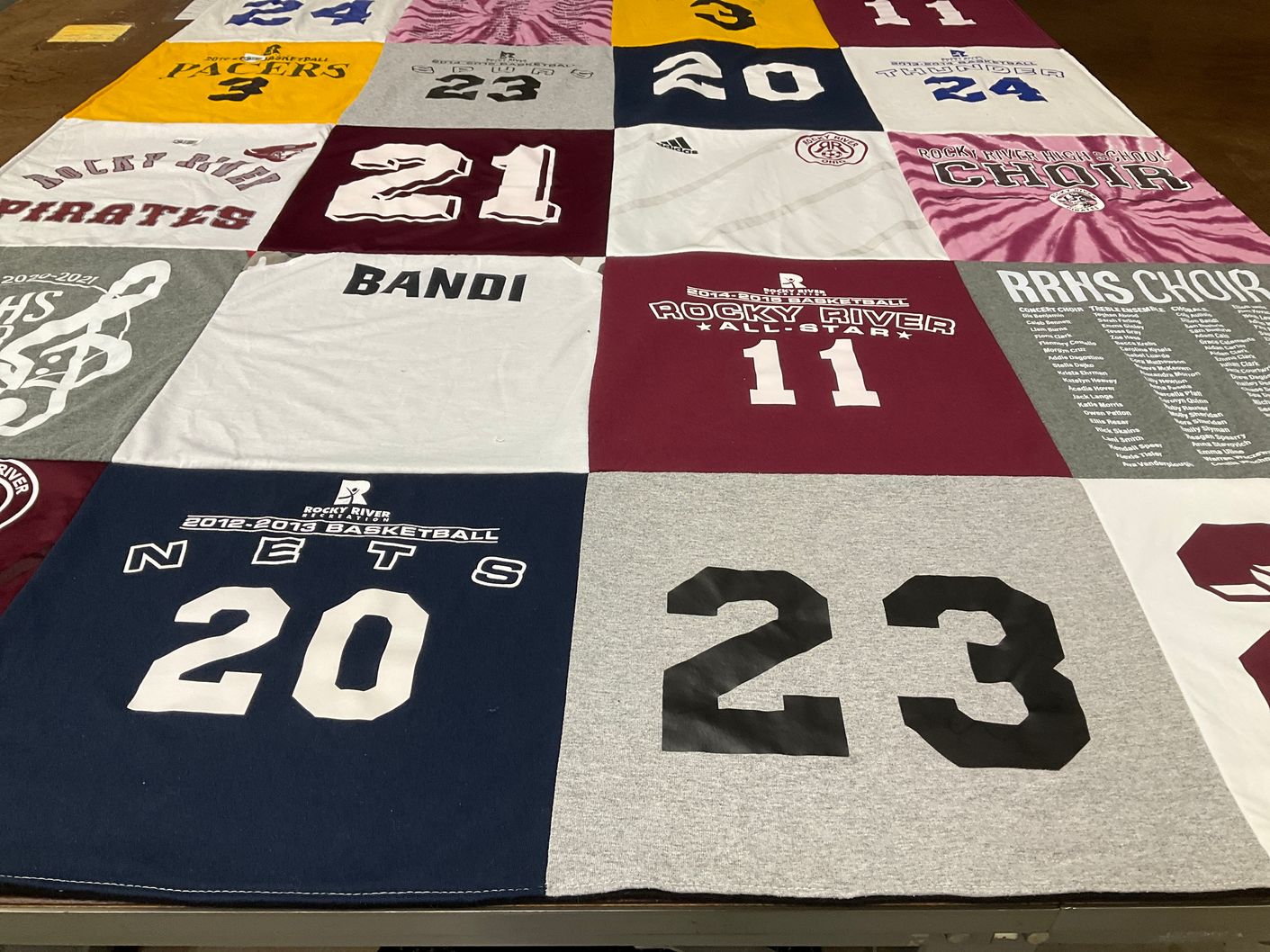 T-shirt quilt featuring rocky river pirates by Deborah from OH