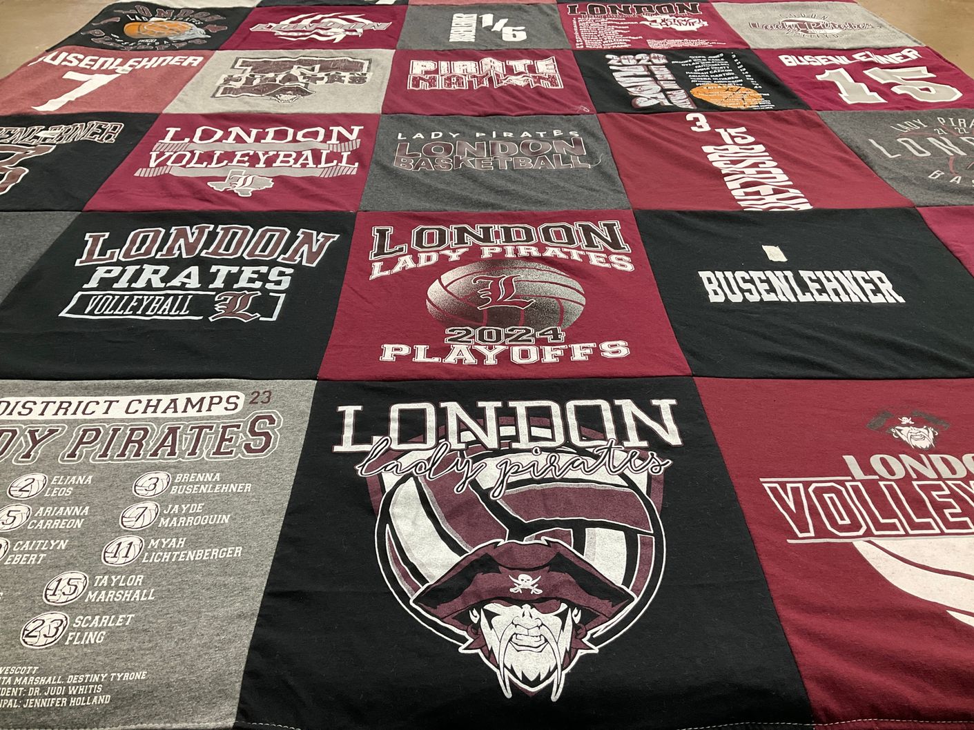 T-shirt quilt featuring london pirates volleyball, london lady pirates by Clint from TX