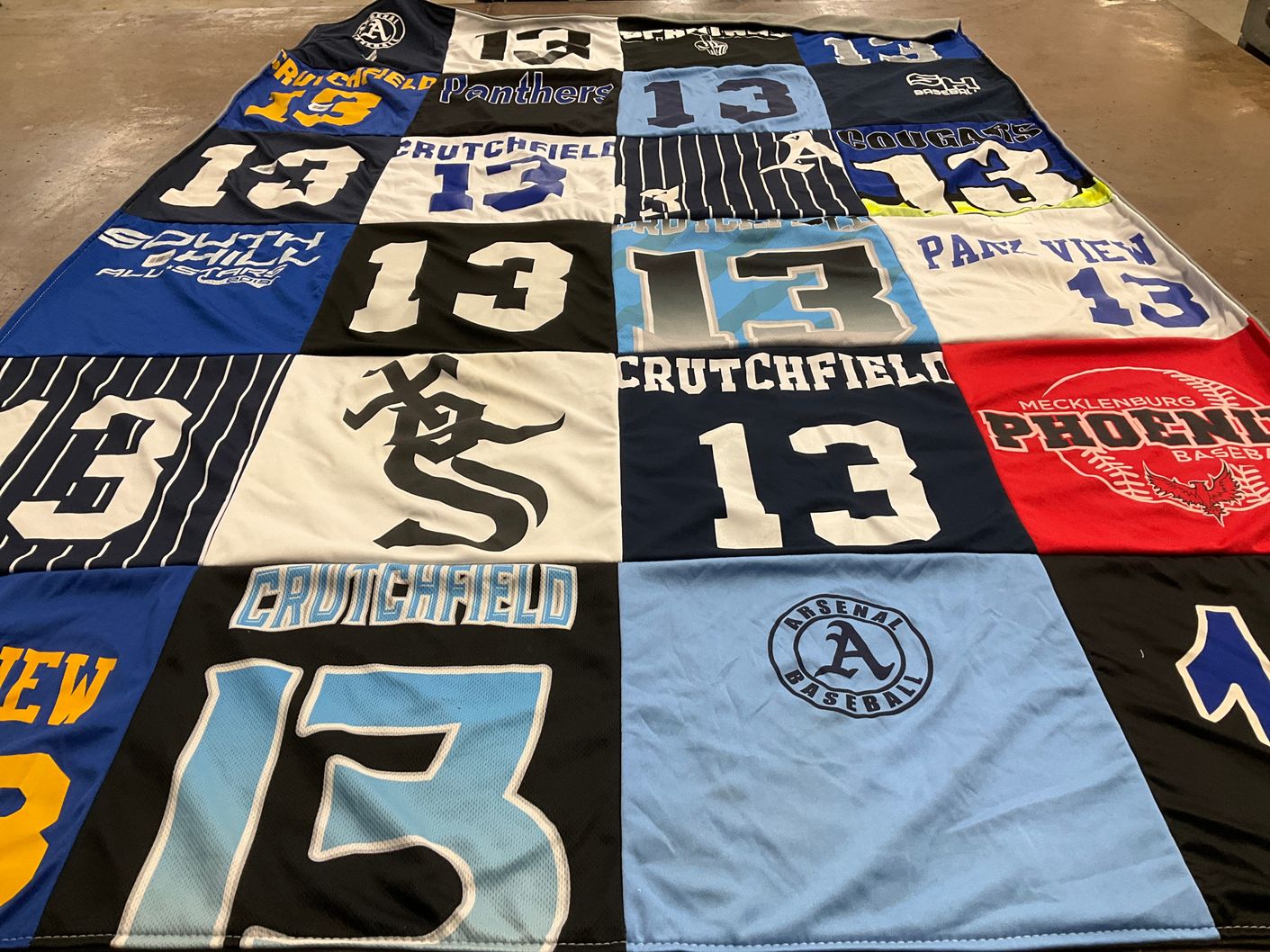 T-shirt quilt with sports, baseball themes by Crystal from VA