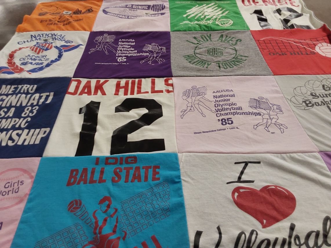 T-shirt quilt featuring oak hills by Renee from OH