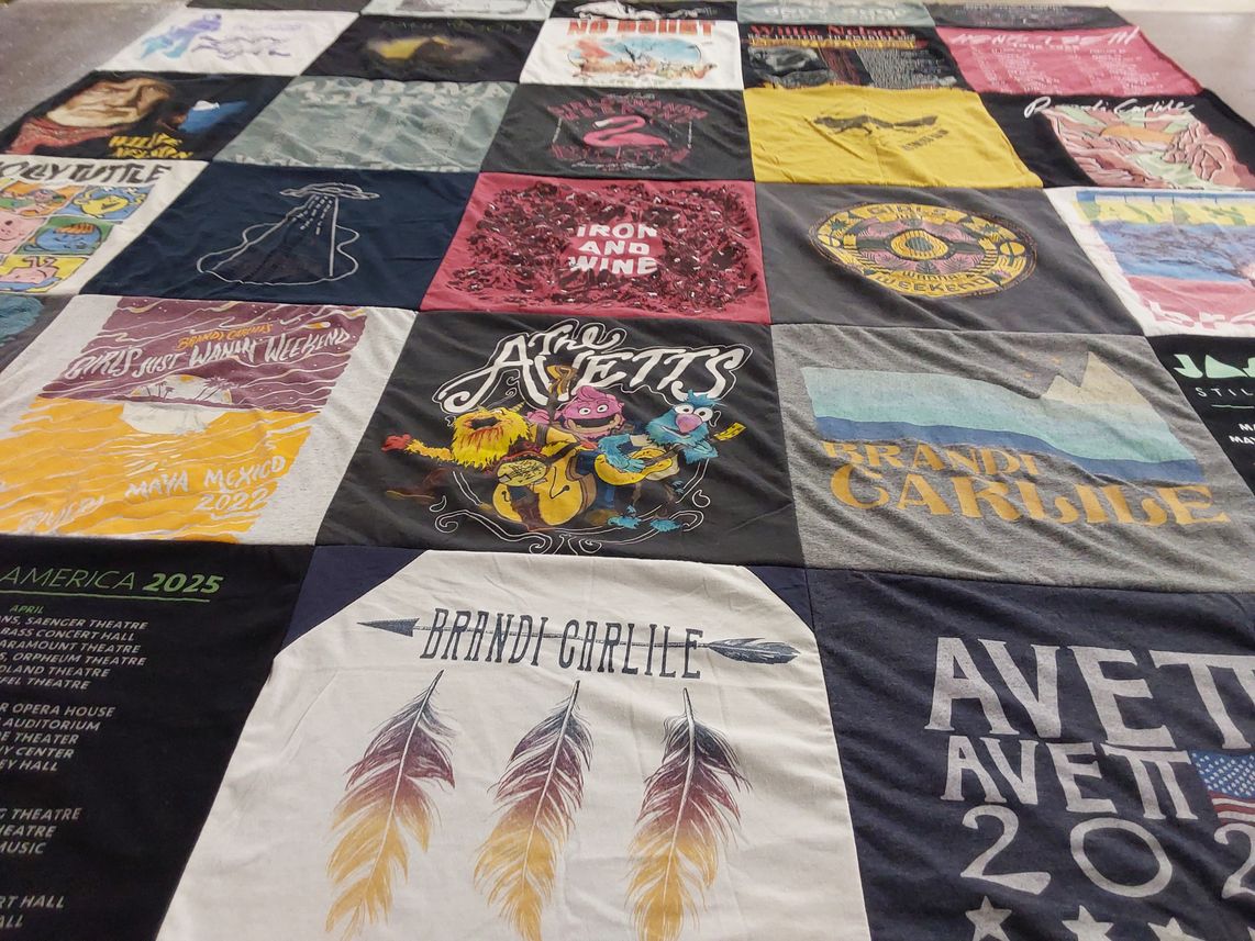 T-shirt quilt with music, concerts themes by Stephanie from FL