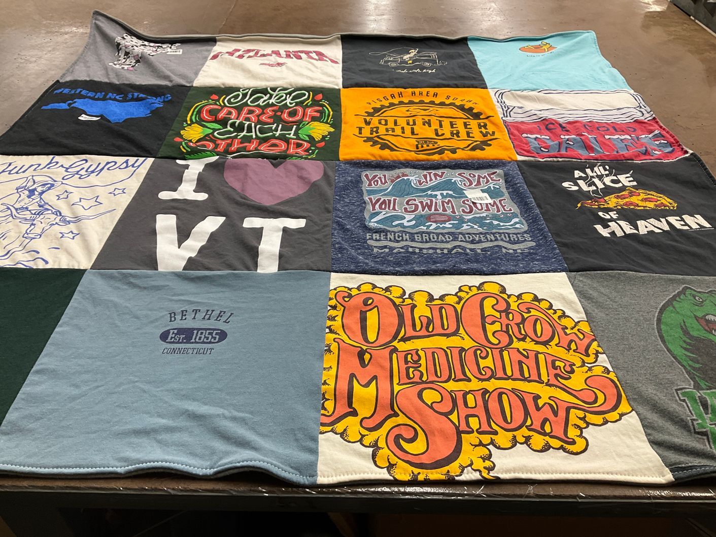 T-shirt quilt from bethel university by Kate from NC