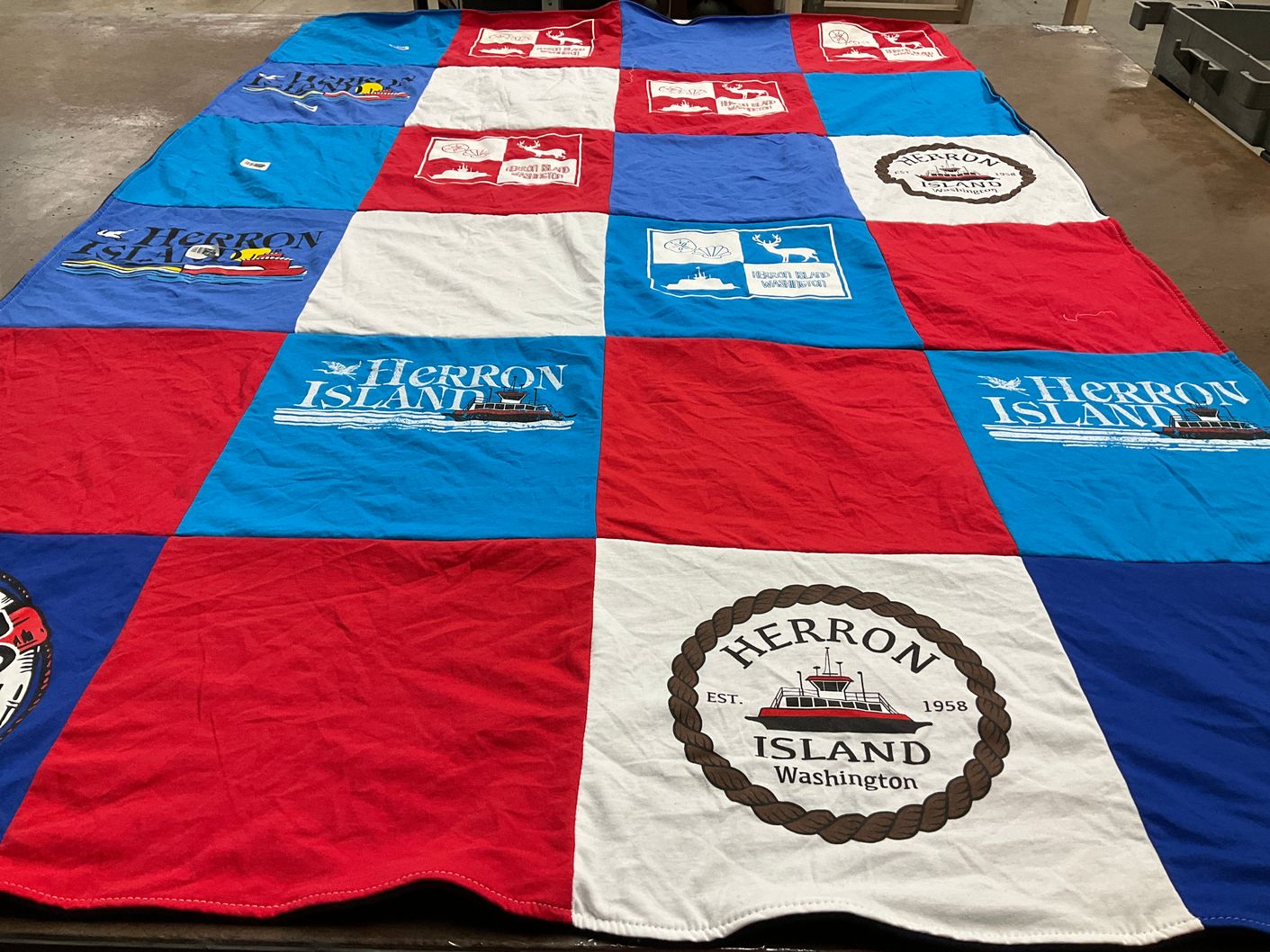 T-shirt quilt with island life, boating themes by Linda from WA
