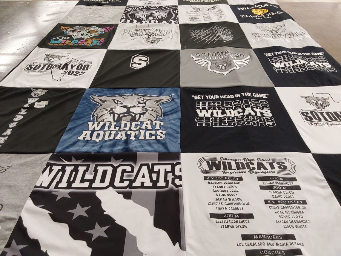 T-shirt quilt featuring sotomayor wildcats by Kellie from TX