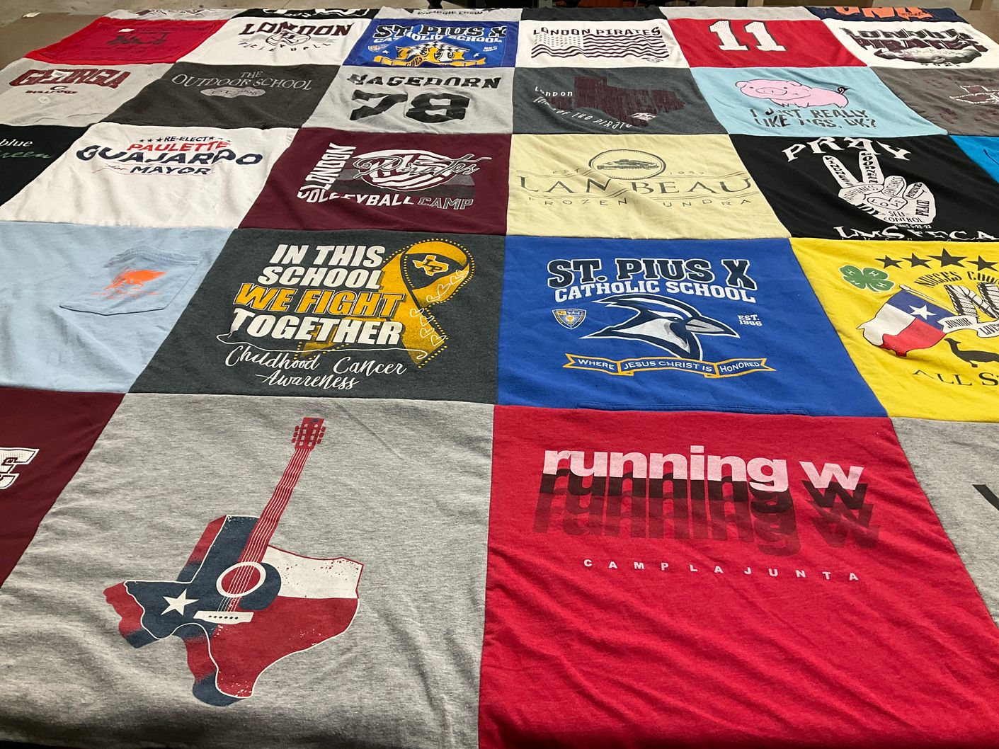 T-shirt quilt from st. pius x catholic school by Jennifer from TX