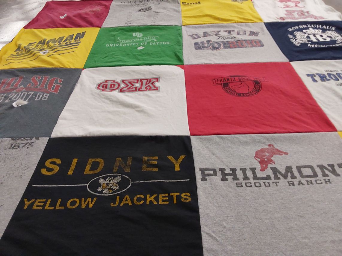 T-shirt quilt featuring yellow jackets by Caitlyn from OH