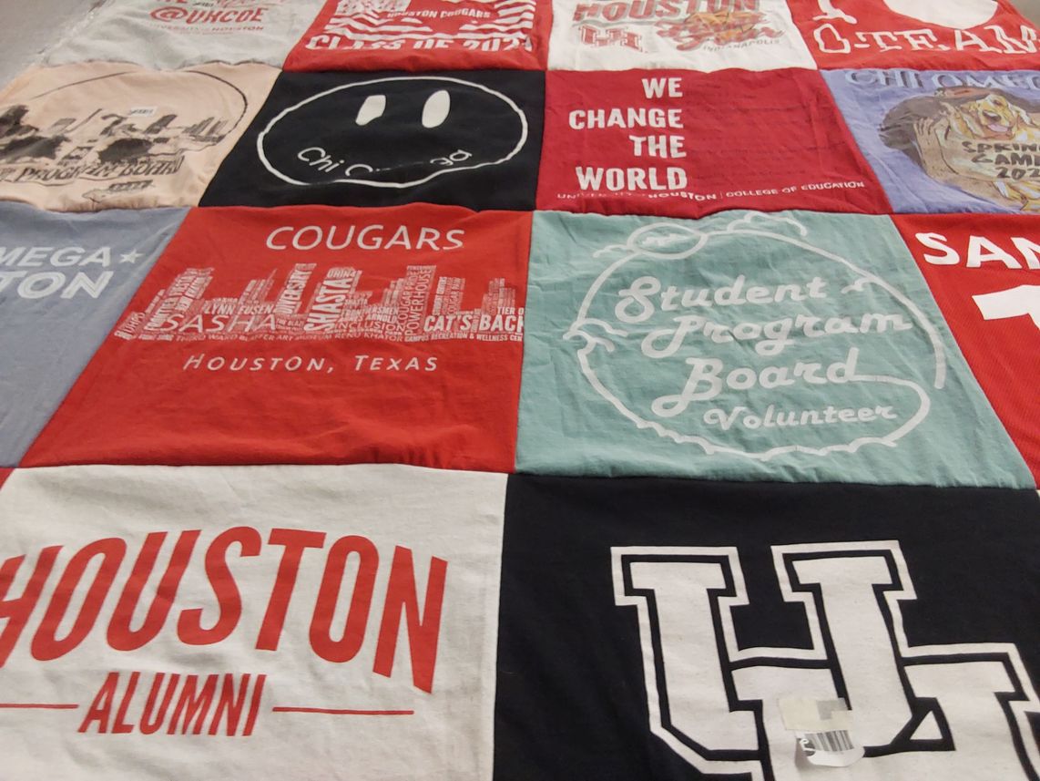 T-shirt quilt from university of houston by Ginger from TX