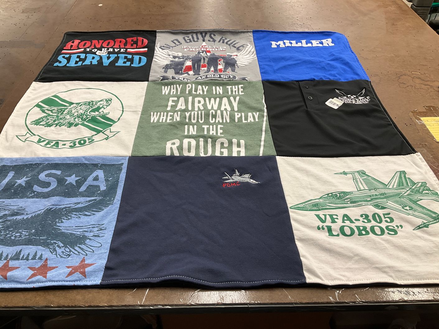 T-shirt quilt with aviation, military themes by Amanda from VA