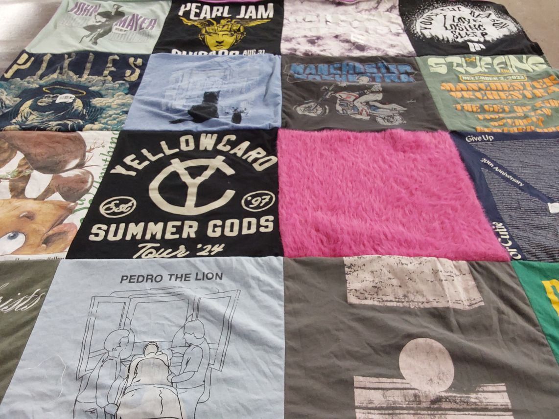 T-shirt quilt with music, bands themes by Michael from IL