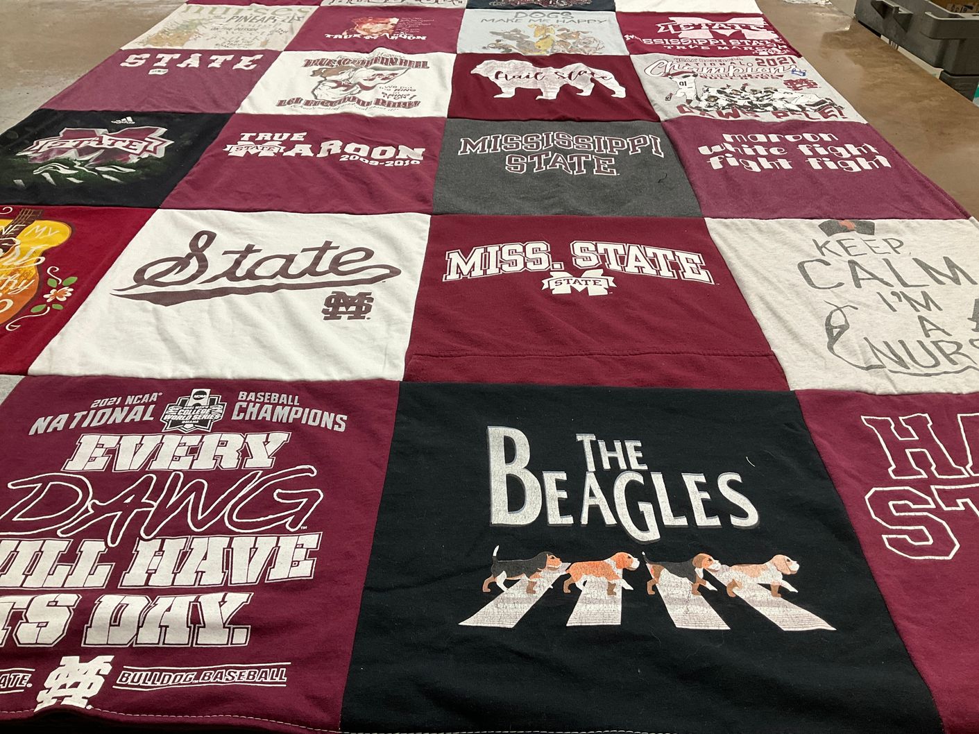T-shirt quilt featuring mississippi state university baseball team by Michele from MS