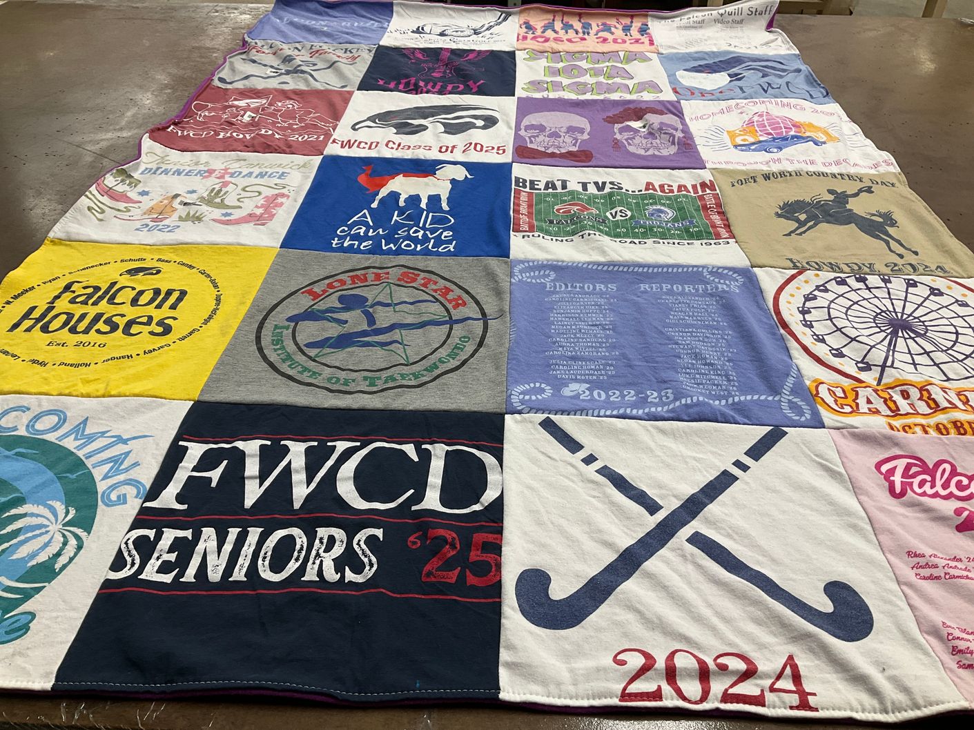 T-shirt quilt from fort worth country day school by Naoko from TX