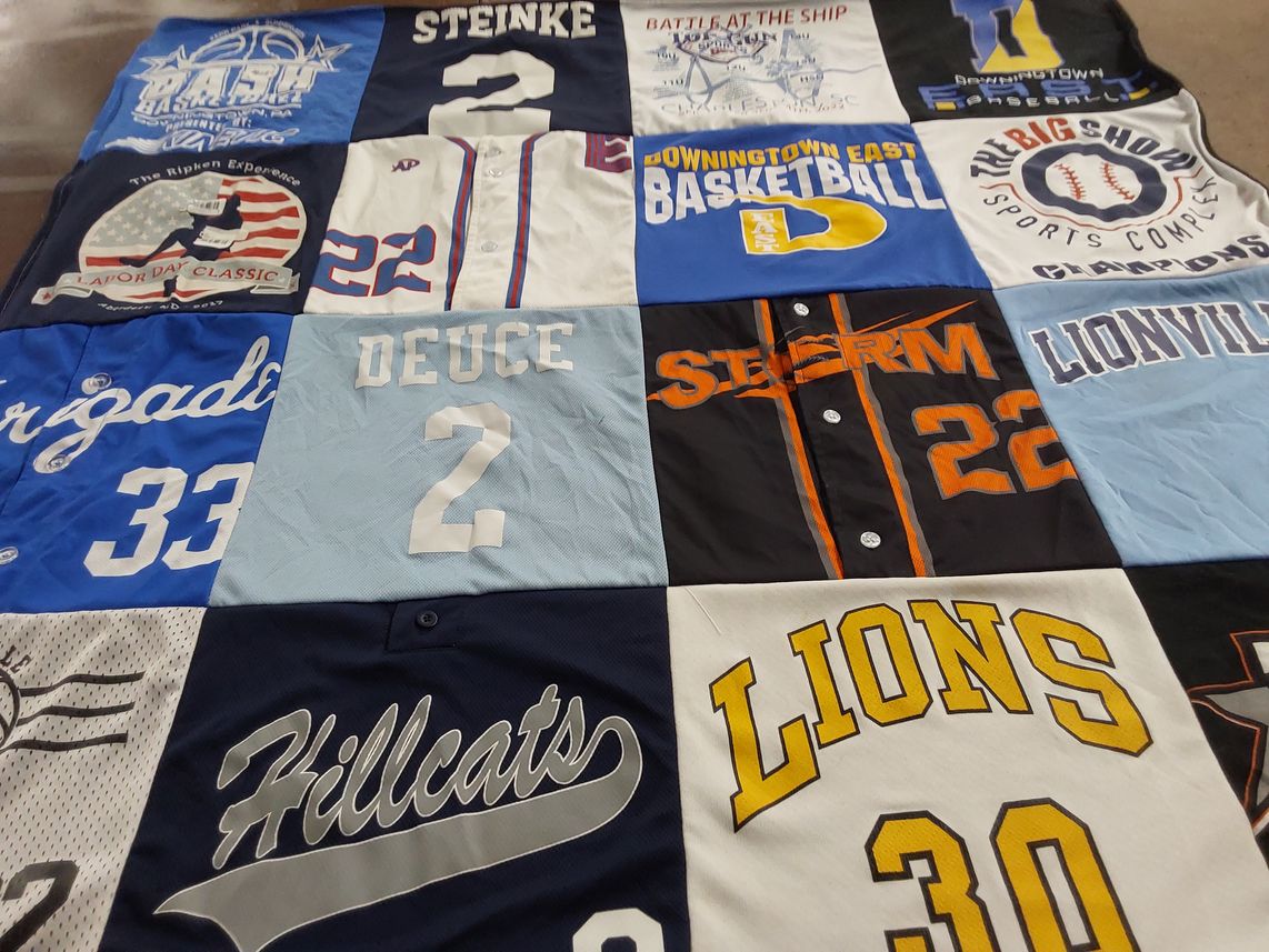 T-shirt quilt featuring haverford college, downingtown east high school by Elissa from PA