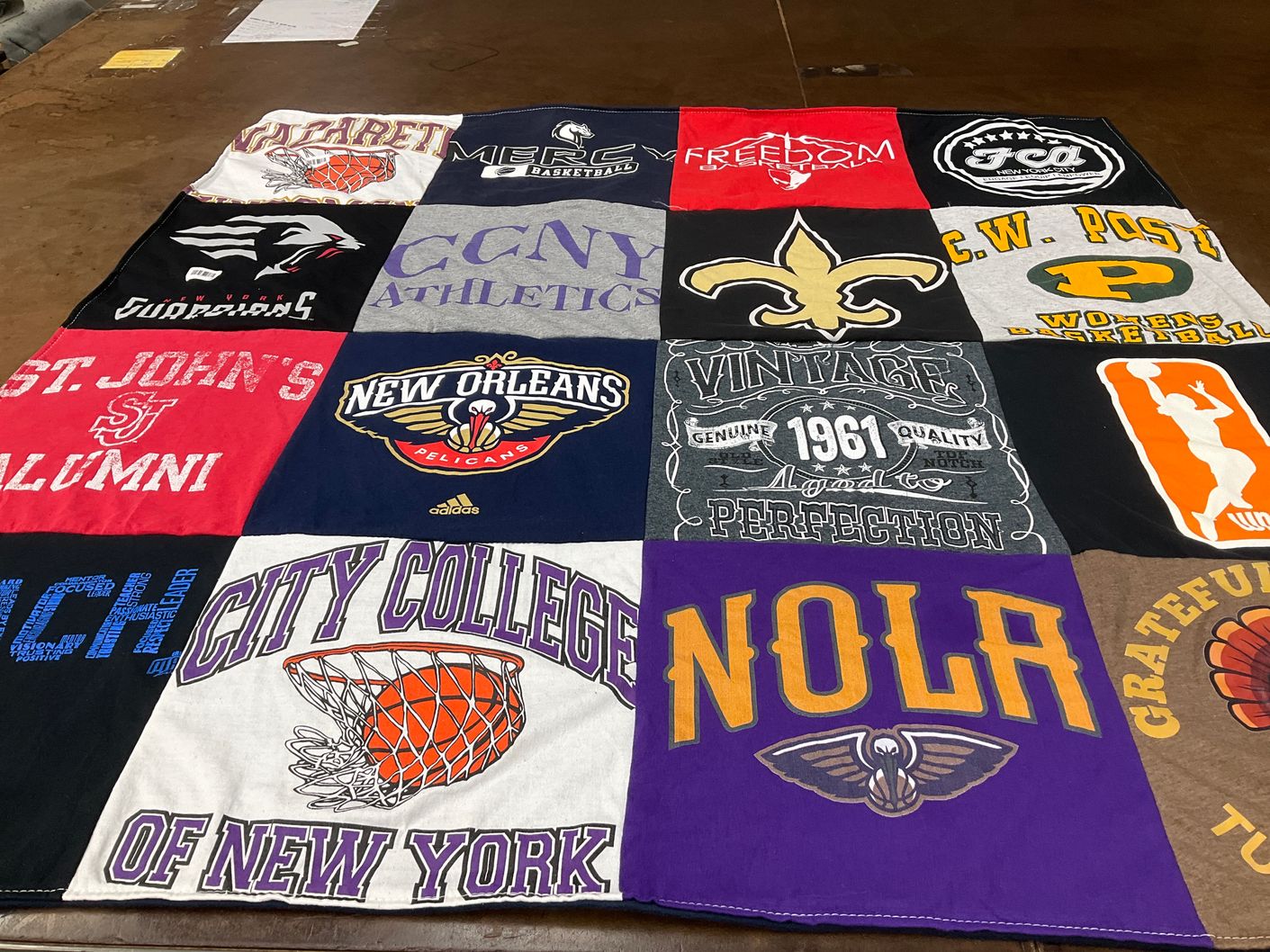 T-shirt quilt featuring new orleans pelicans, wolfers basketball by Gerald from FL