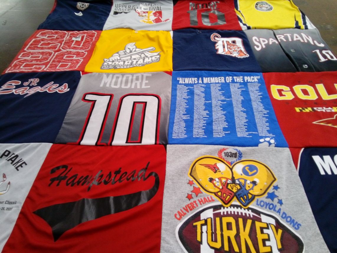 T-shirt quilt featuring jr eagles, spartans by Arlene from MD