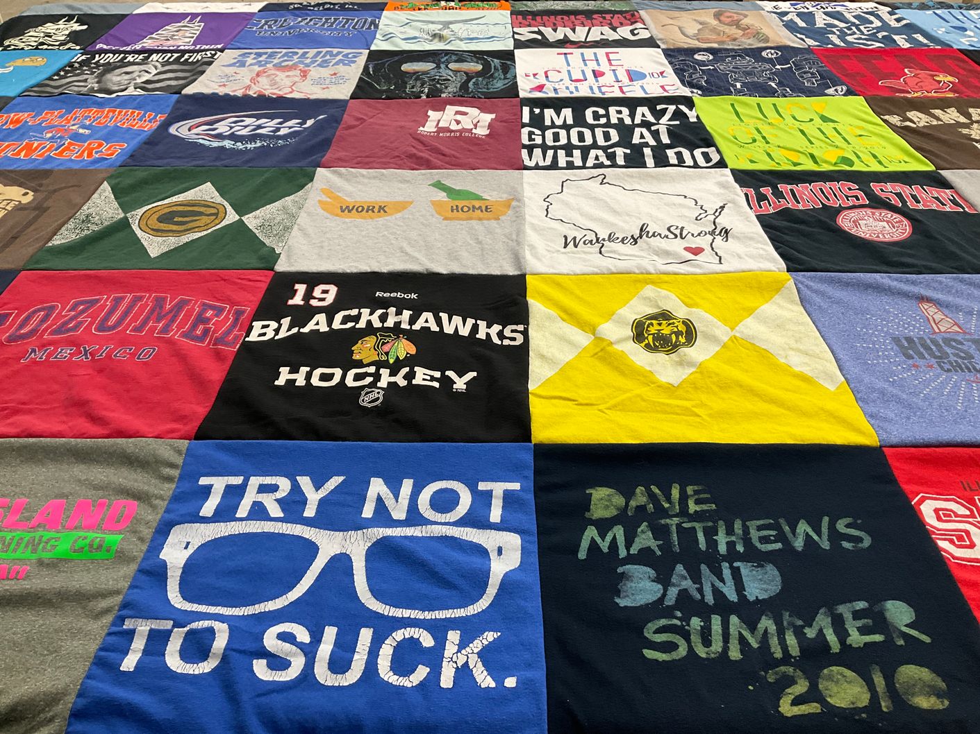 T-shirt quilt featuring blackhawks by Ashley from WI