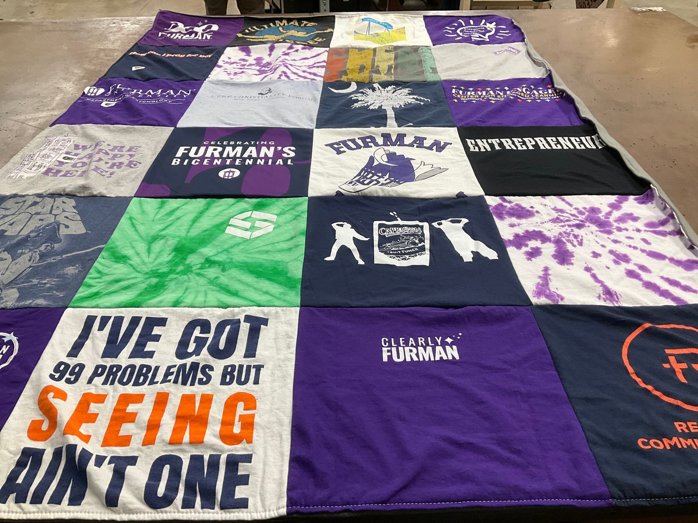 T-shirt quilt from furman university by Alta from SC