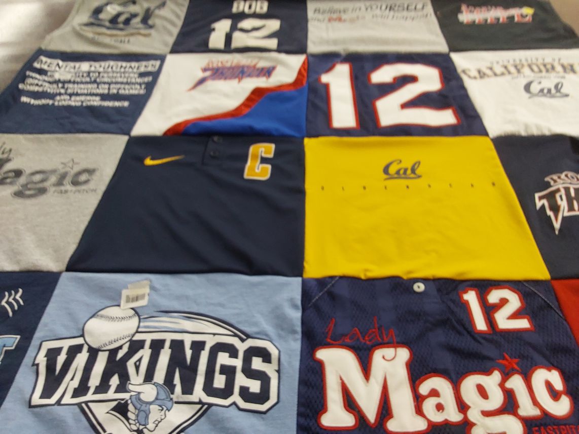 T-shirt quilt featuring vikings baseball, lady magic by Stephanie from CA