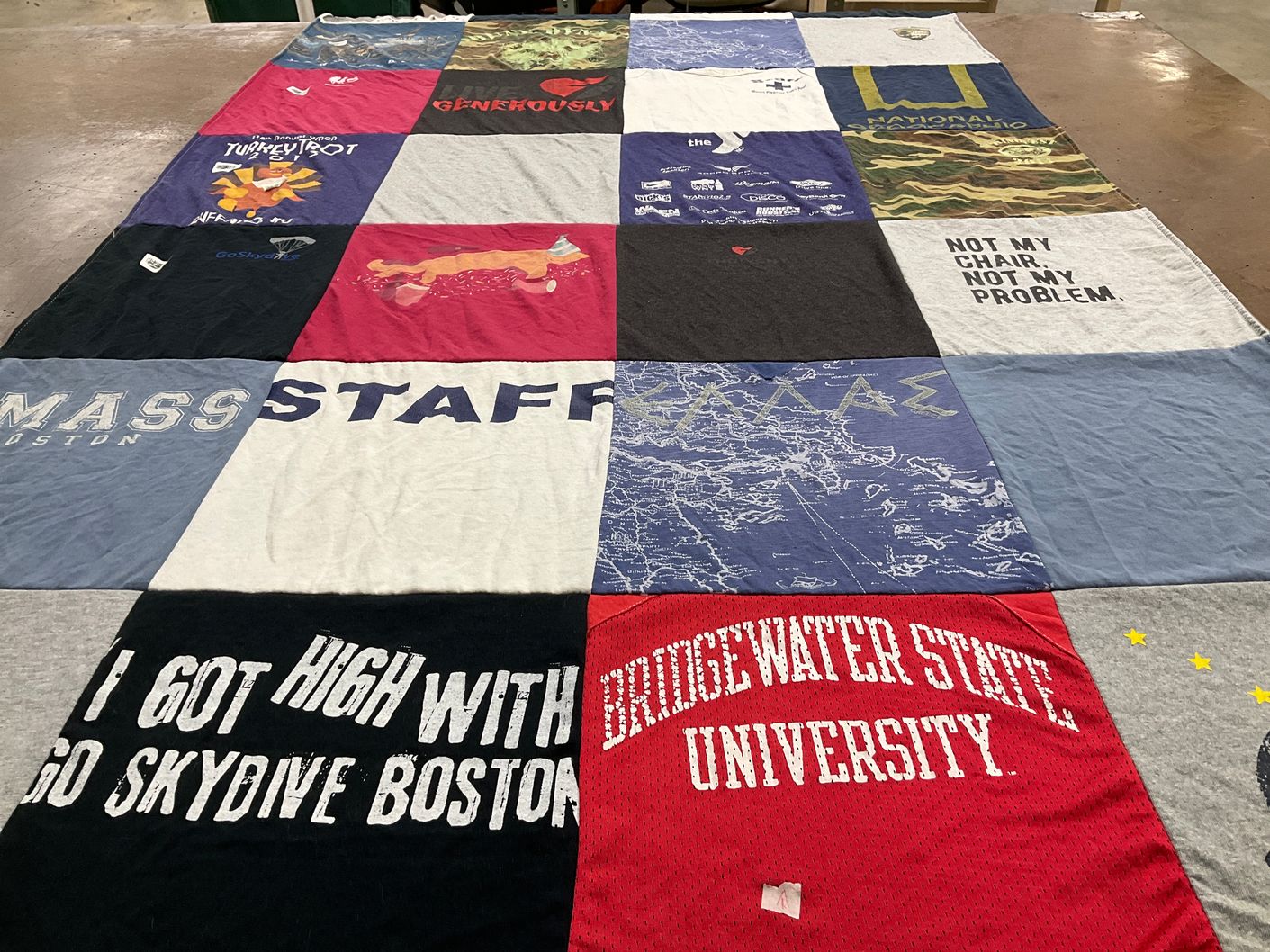 T-shirt quilt from bridgewater state university by Grace from CO