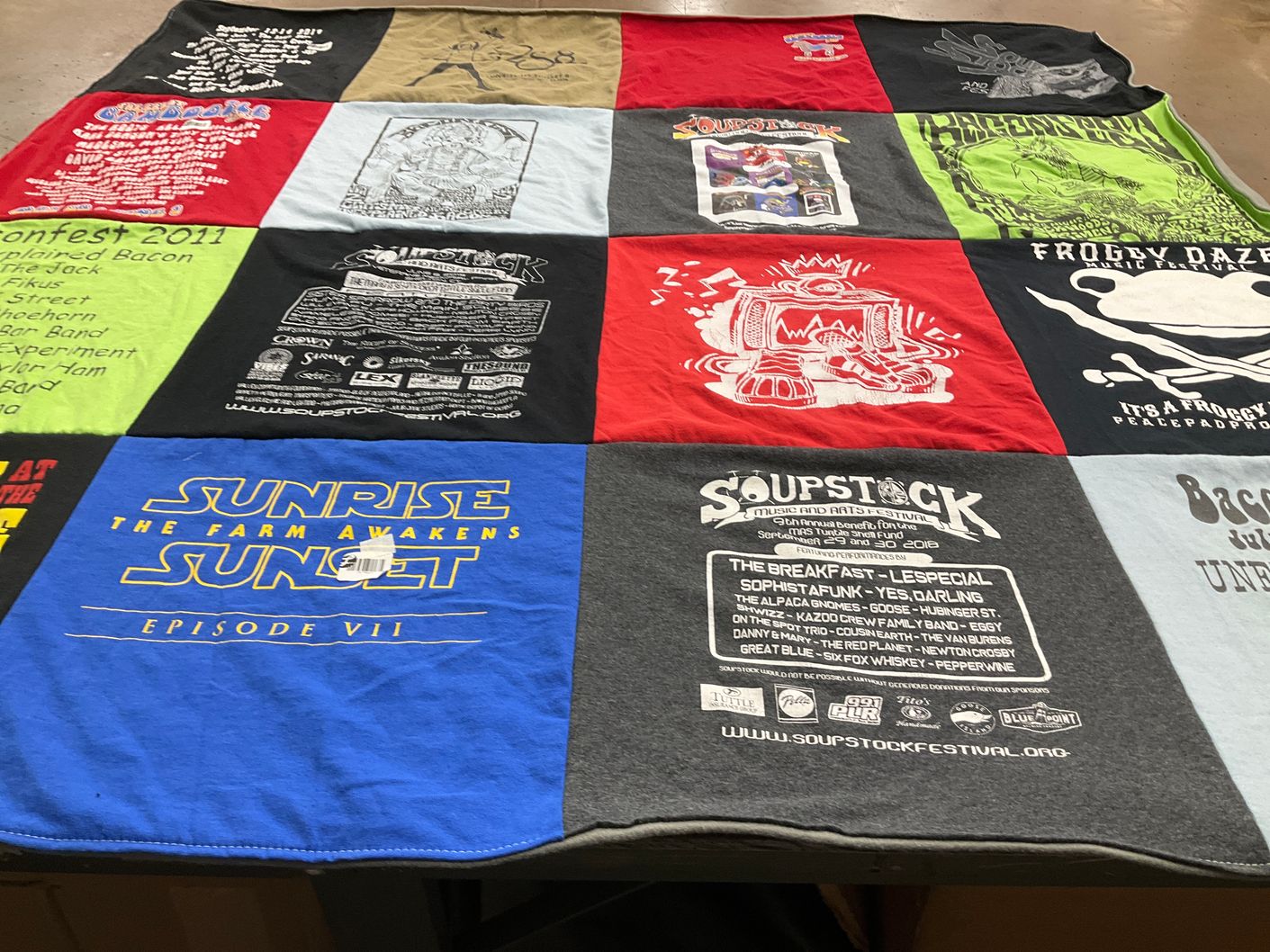 T-shirt quilt with music, festivals themes by Stephen from NJ