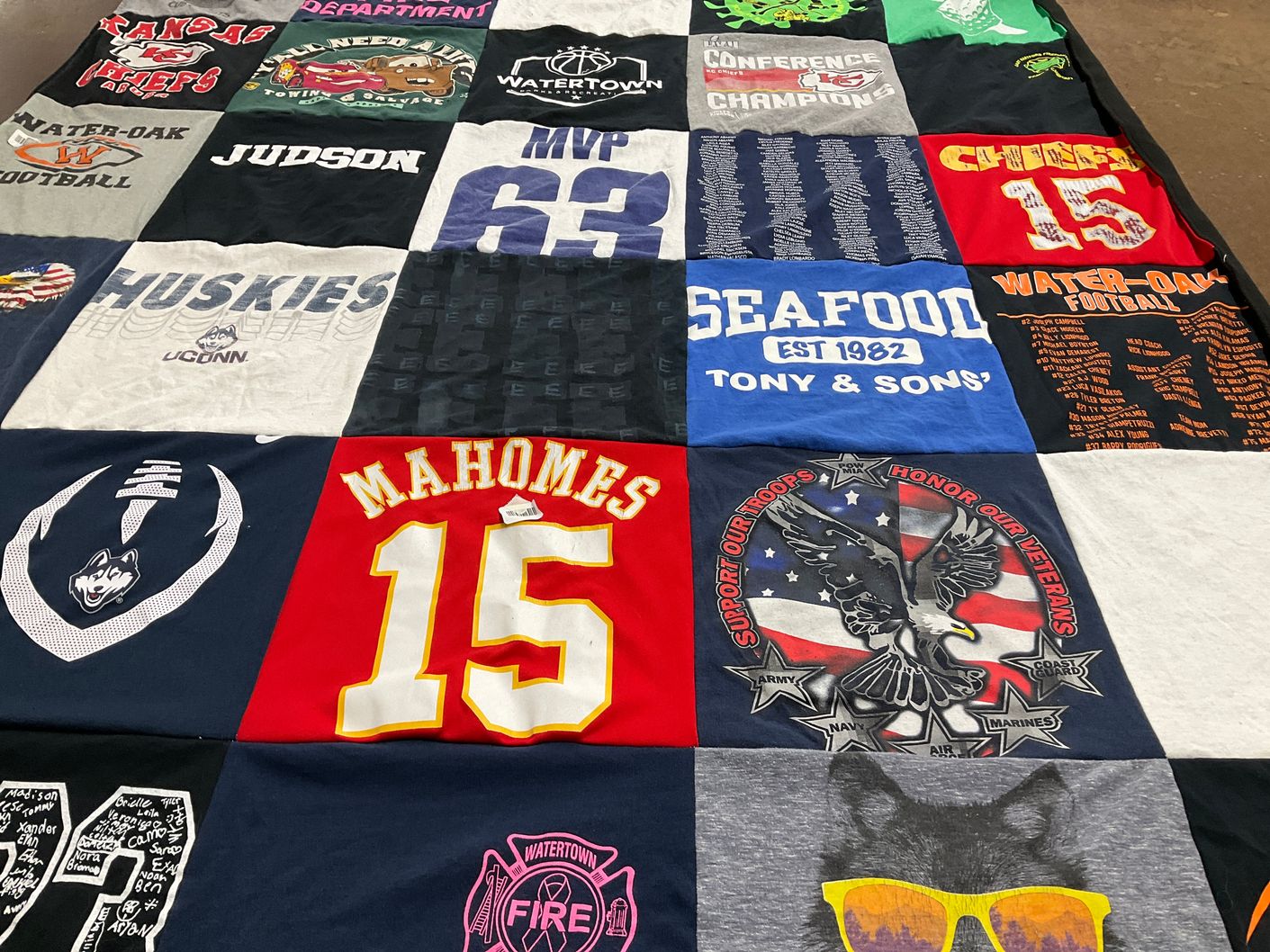T-shirt quilt featuring kansas city chiefs, watertown football by Allison from CT