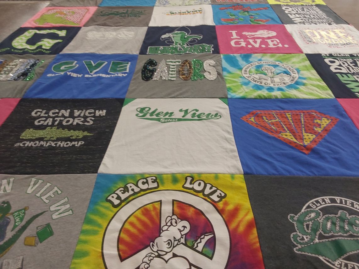 T-shirt quilt from glen view elementary school by Jana from LA