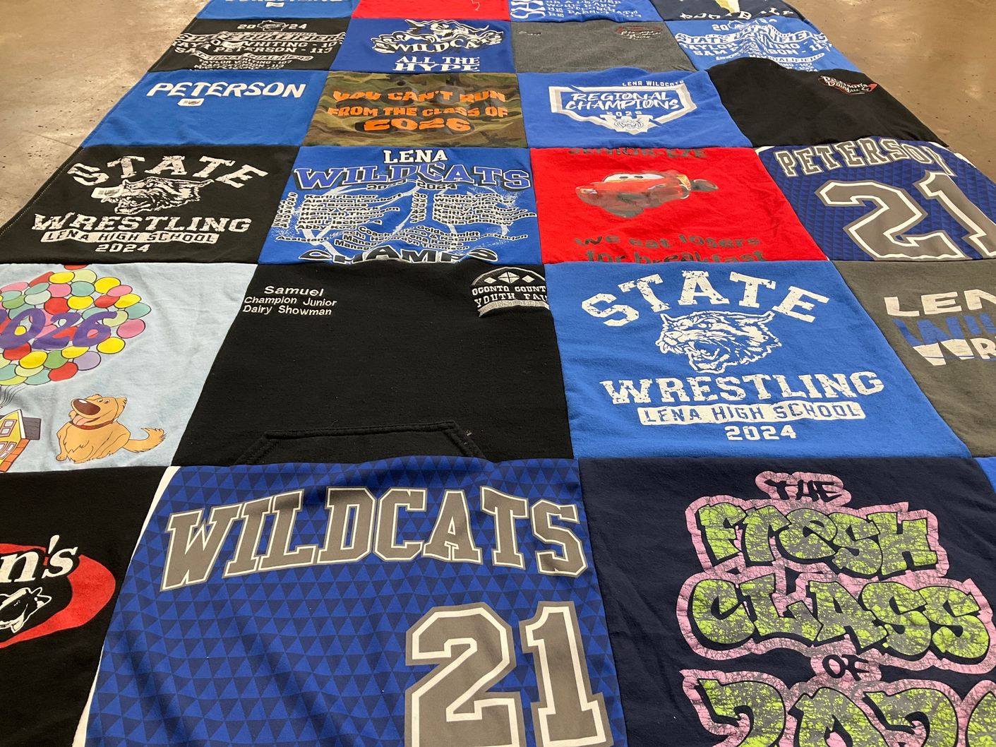 T-shirt quilt featuring lena wildcats wrestling by Stephanie from WI