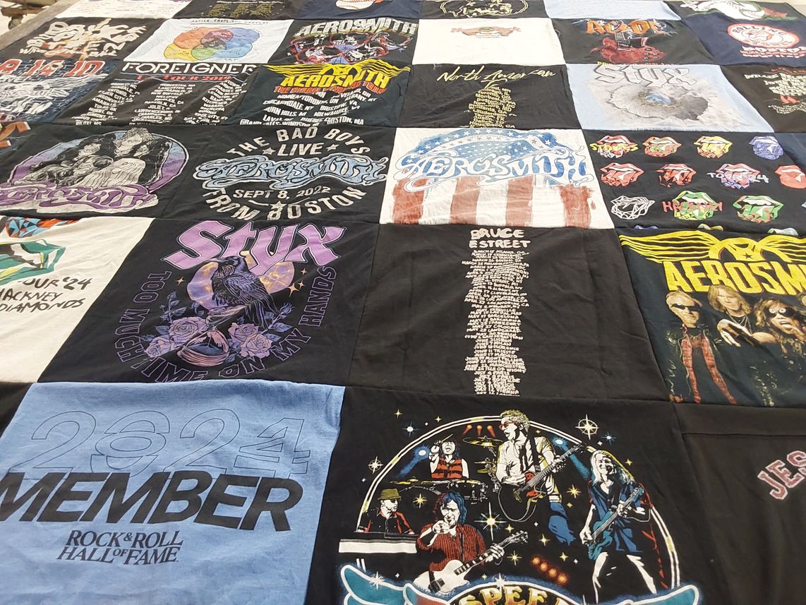 T-shirt quilt with music, concerts themes by mallory from NH