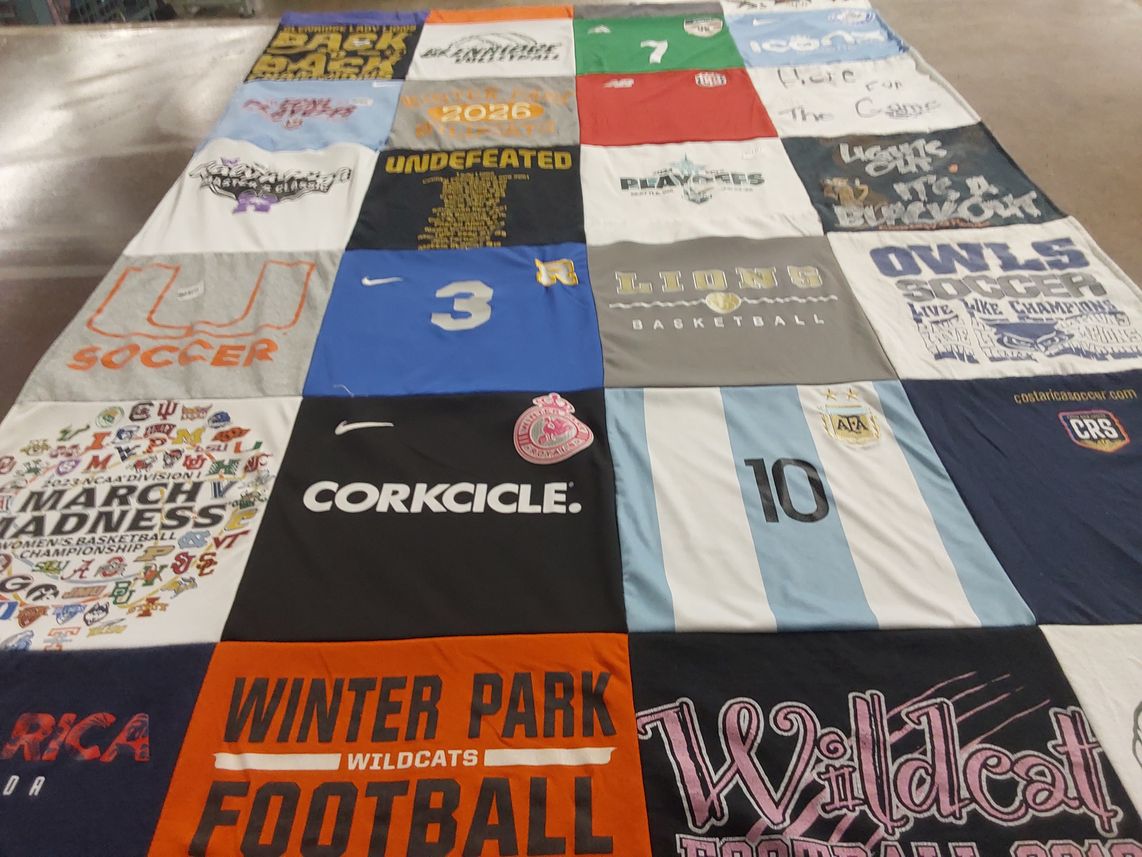 T-shirt quilt featuring winter park wildcats football, lions basketball by Jeanine from FL